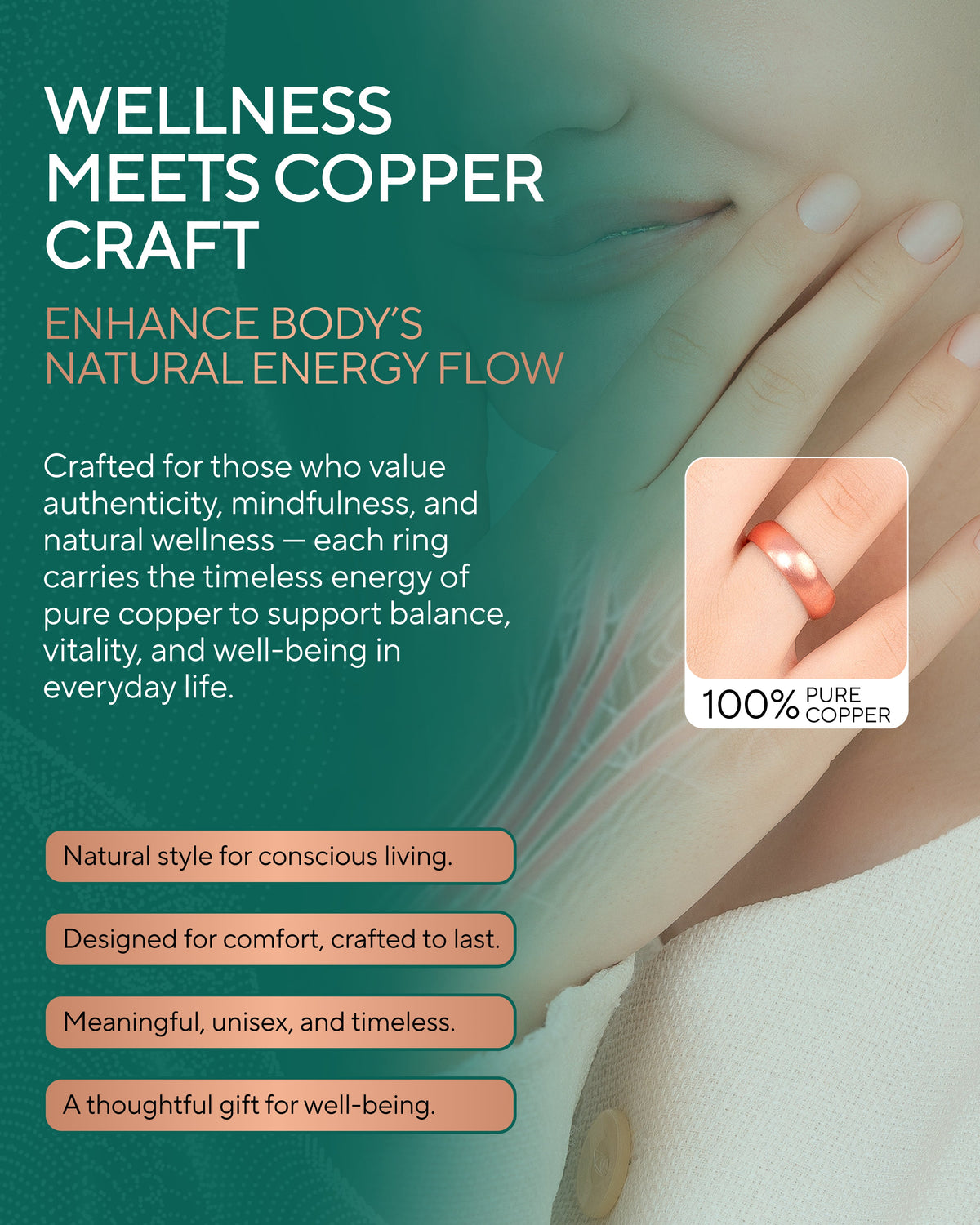 Pure Copper Rings Set - Domed (6mm)