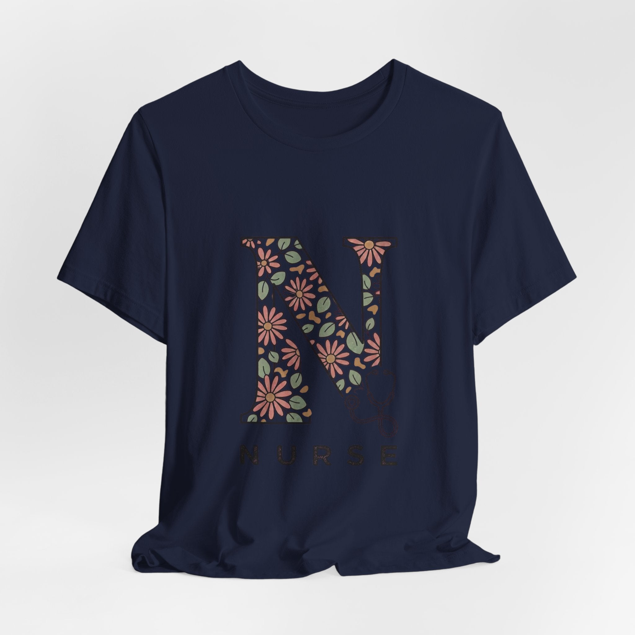 Floral N Nurse Tee | Retro Vacation Vibe, Floral Lettering Nurse T-Shirt