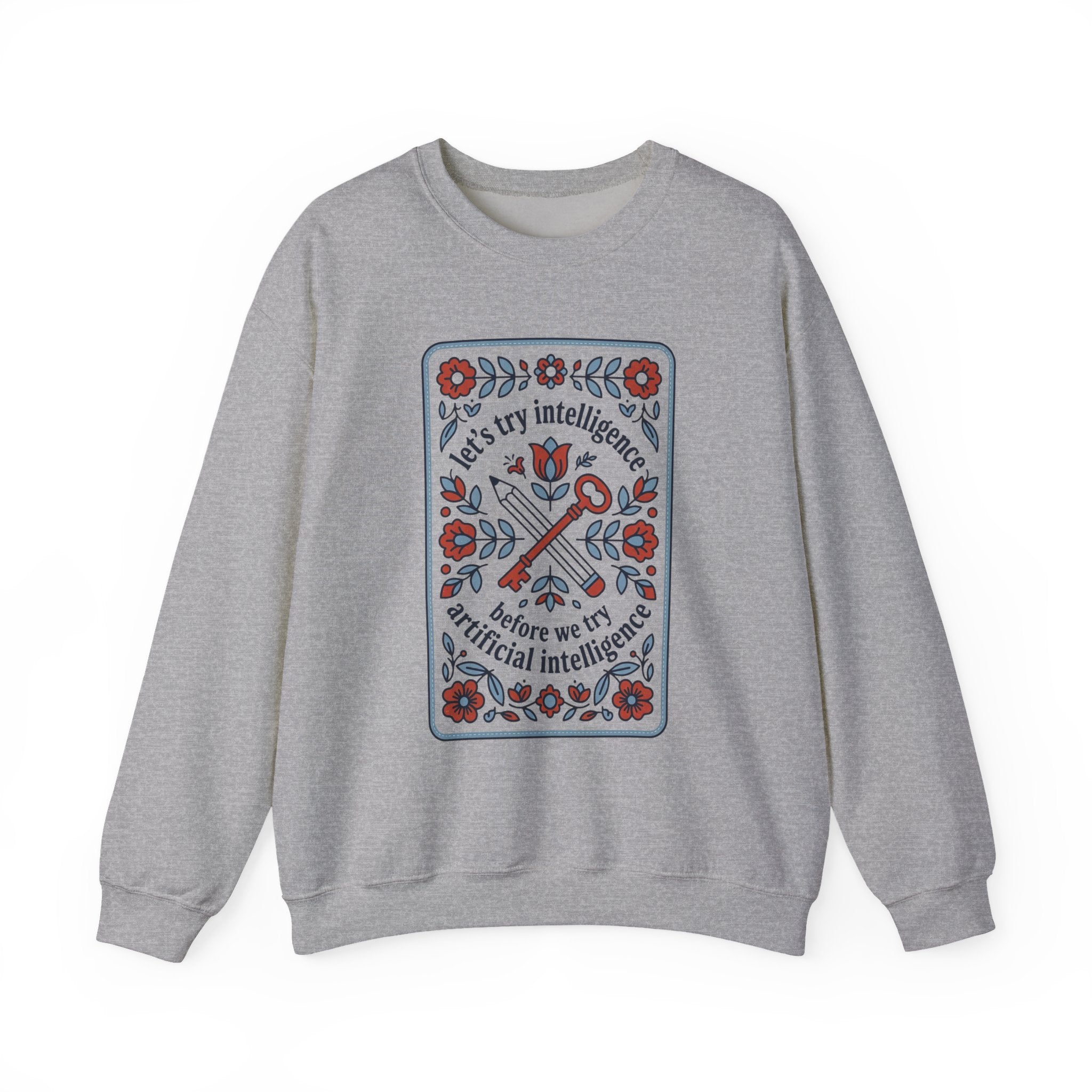 Floral try intelligence Unisex Heavy Blend™ Crewneck Sweatshirt