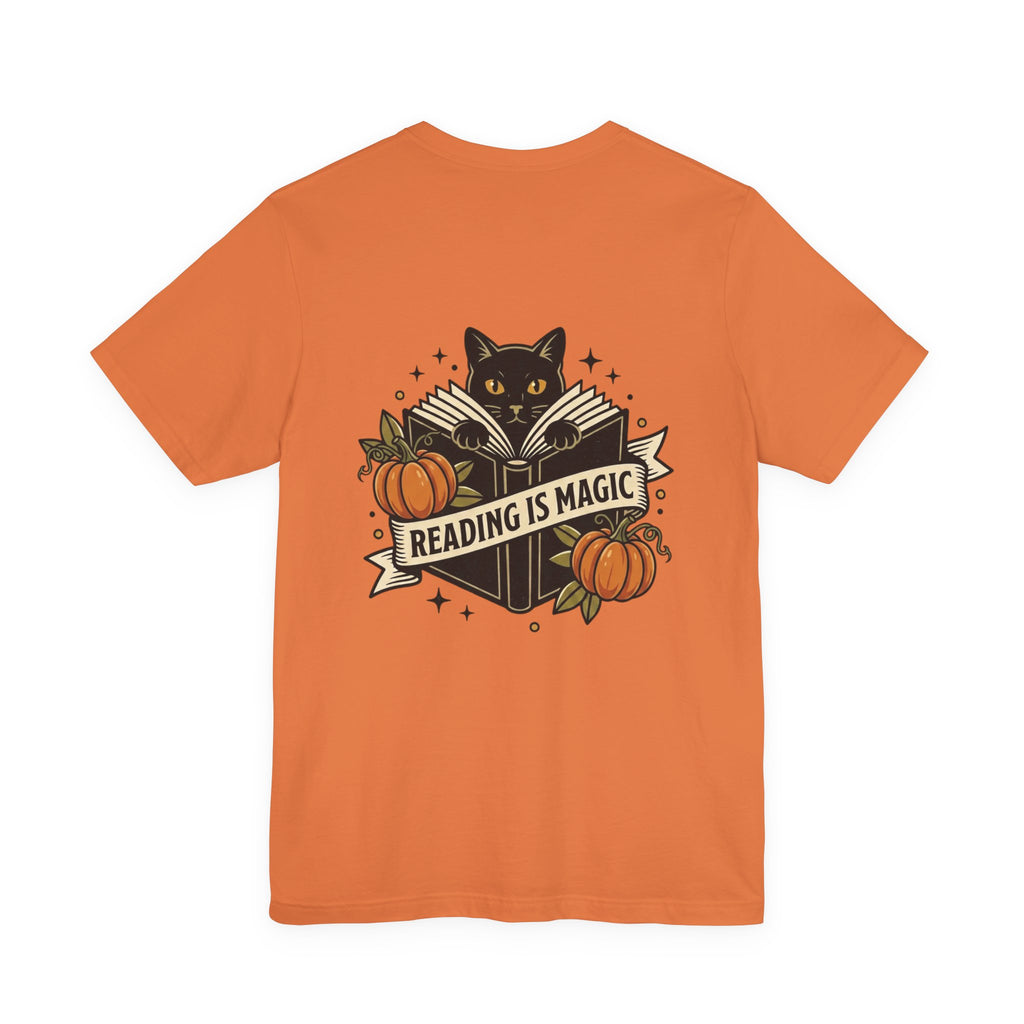 Reading Is Magic T-Shirt | Traditional Tattoo Cat, Banner & Pumpkins