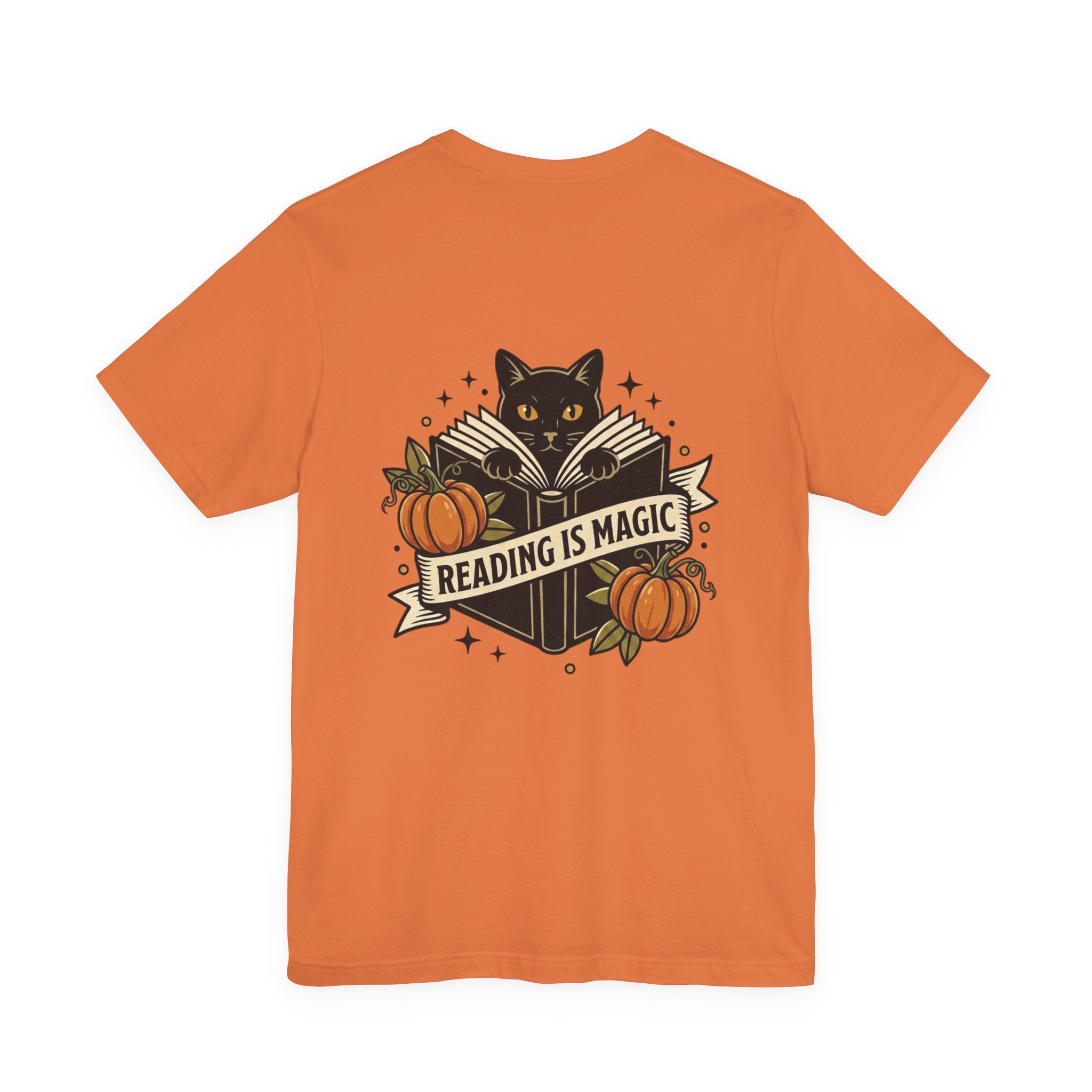 Reading Is Magic T-Shirt | Traditional Tattoo Cat, Banner & Pumpkins
