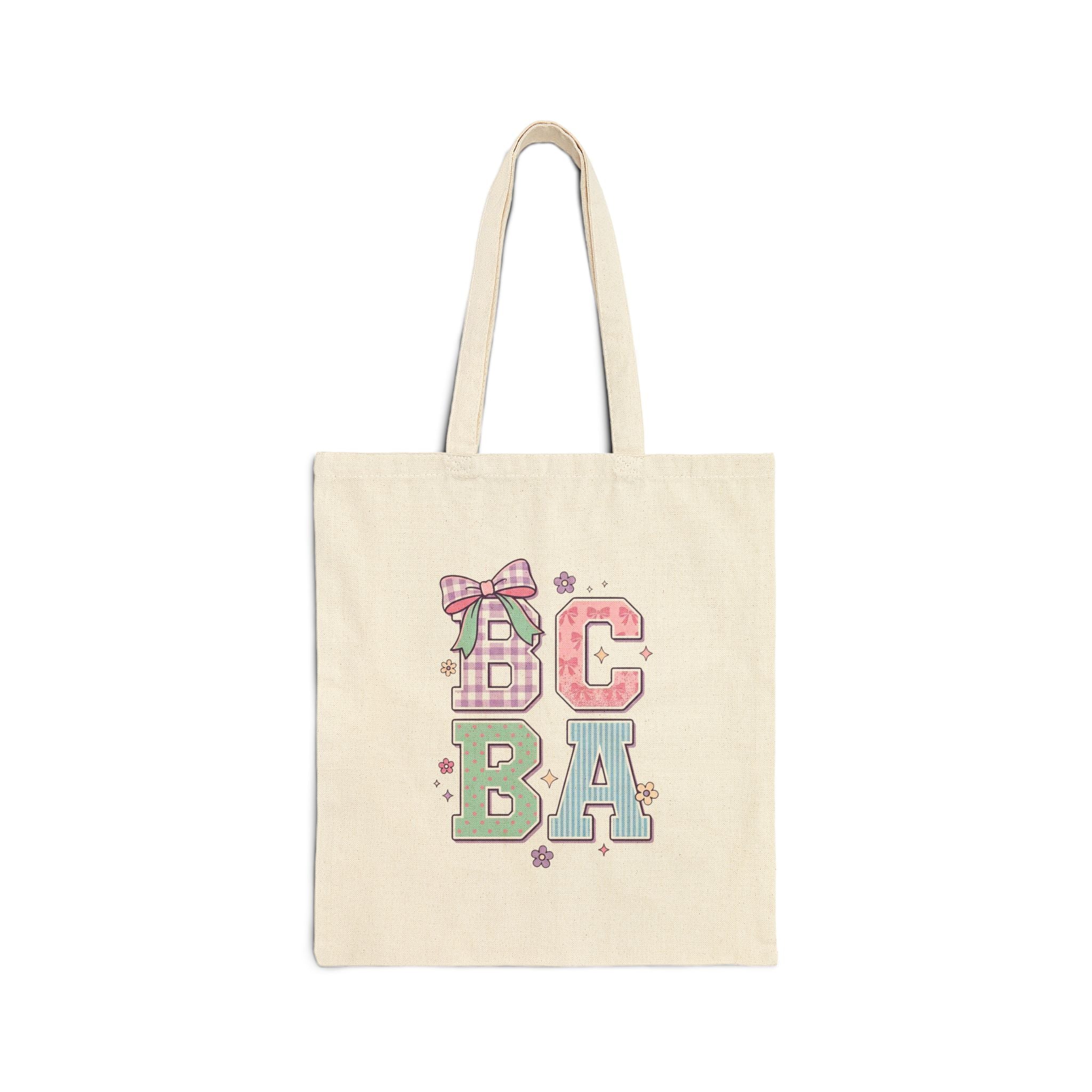 Pastel "BCBA" Tote Bag | Cute Behavior Analyst Canvas Tote Gift for BCBAs