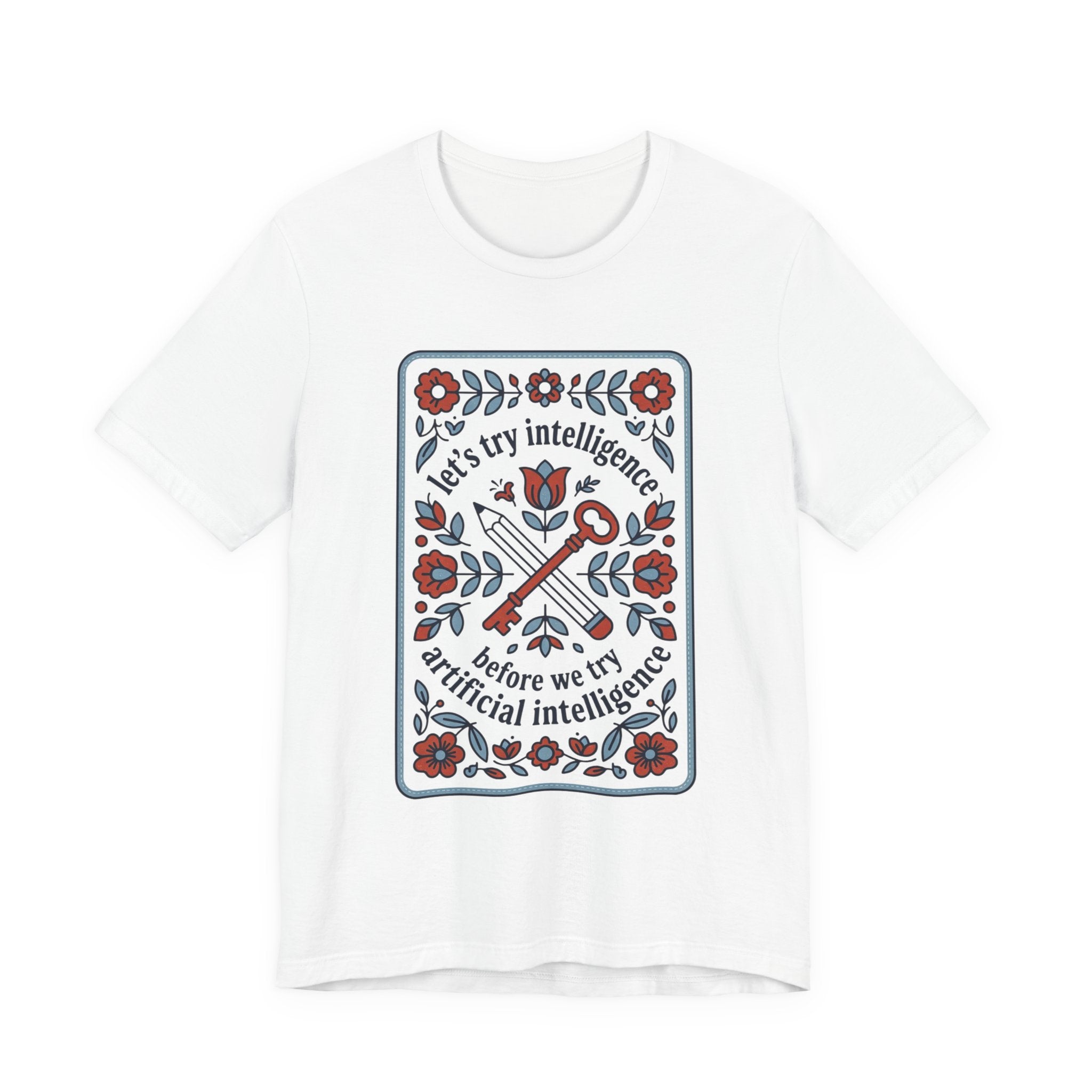 Floral try intelligence Unisex Jersey Short Sleeve Tee