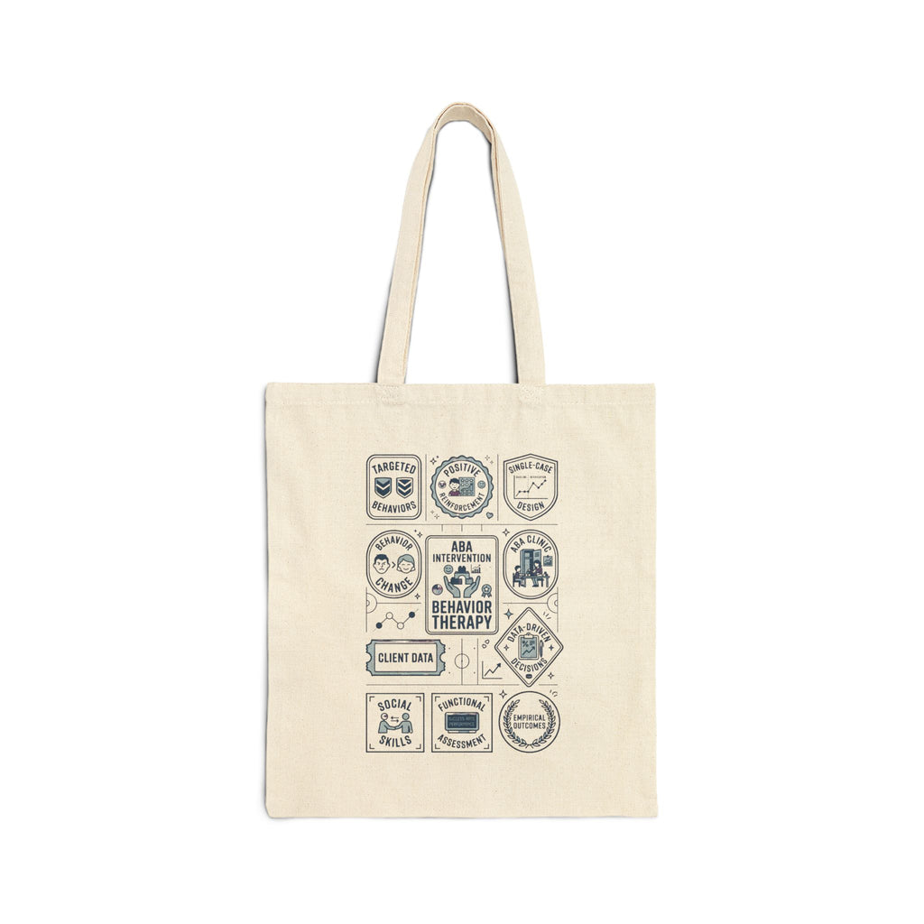 Therapist Badge Canvas Tote — ABA Behavior Therapy Icons Tote Bag