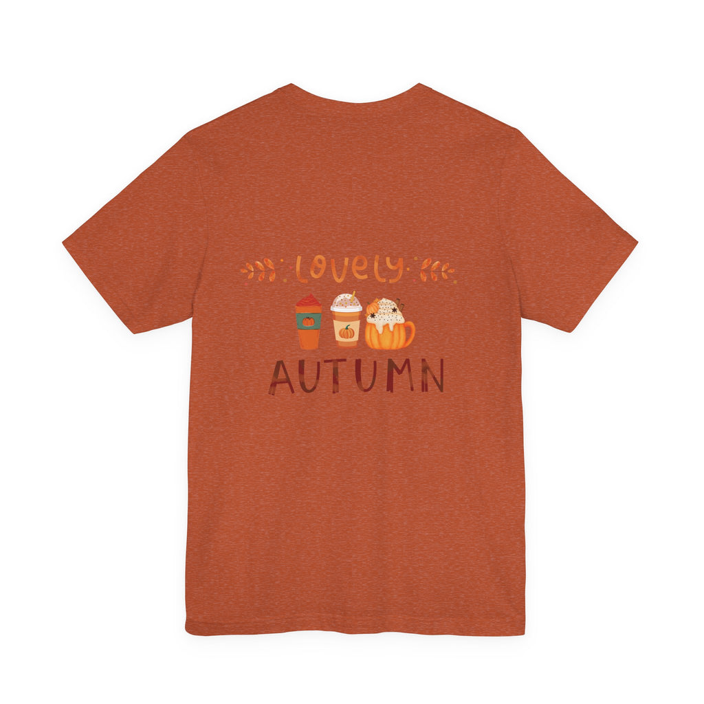 Lovely Autumn T-Shirt – Pumpkin & Cozy Fall Drinks Graphic Tee