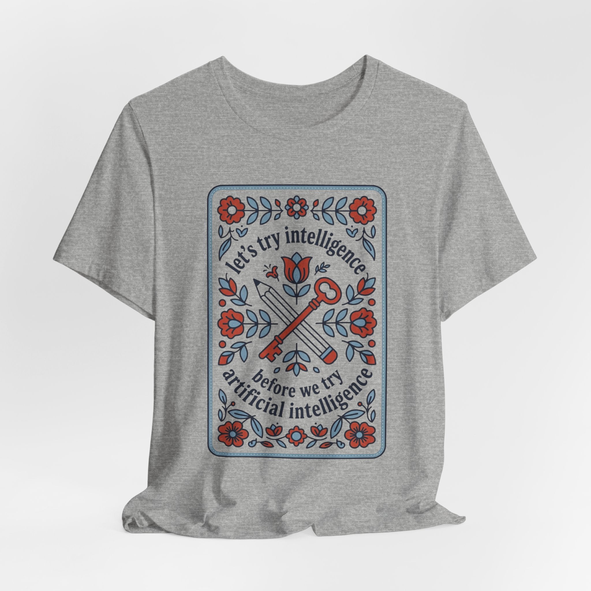 Floral try intelligence Unisex Jersey Short Sleeve Tee