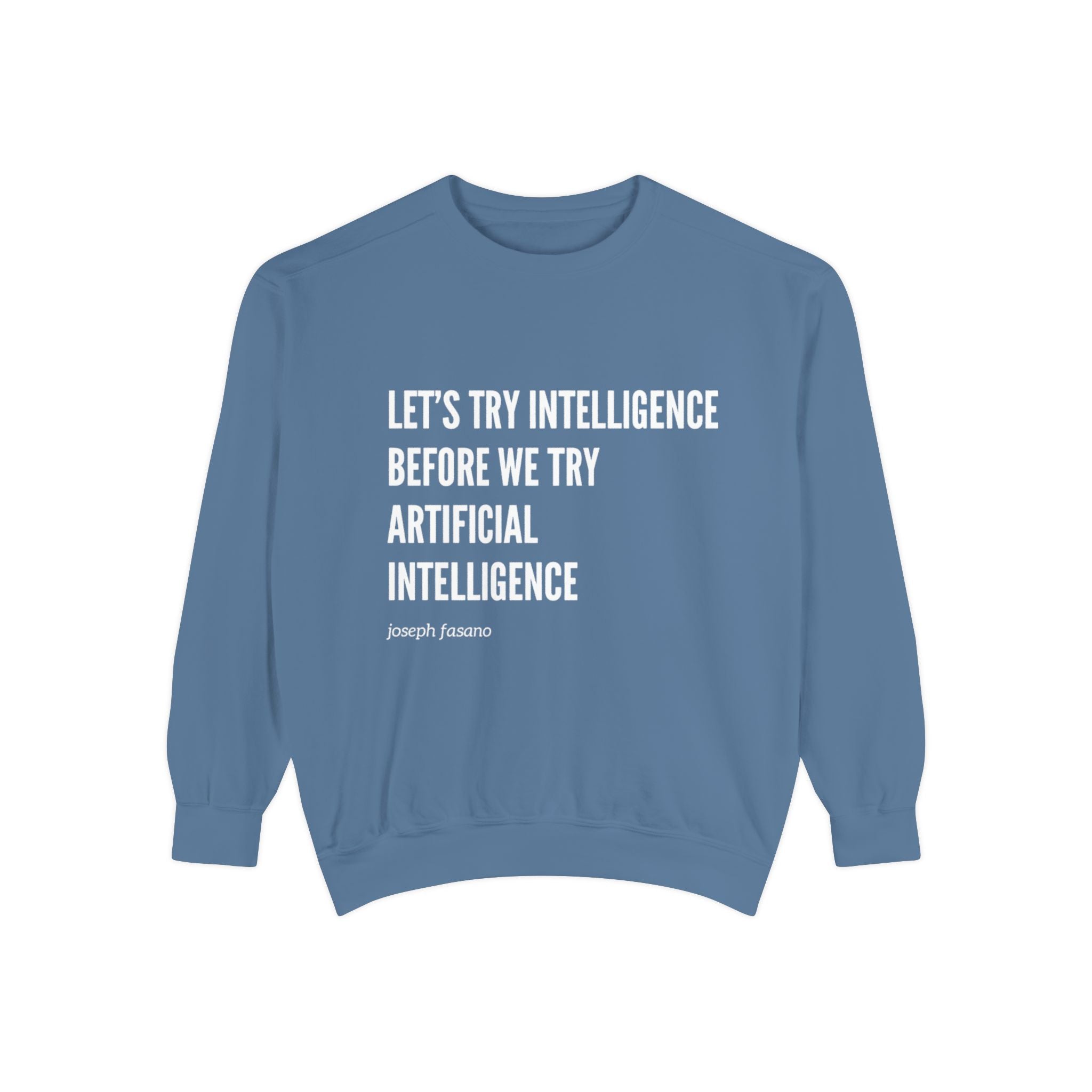 "try intelligence" crew neck sweatshirt