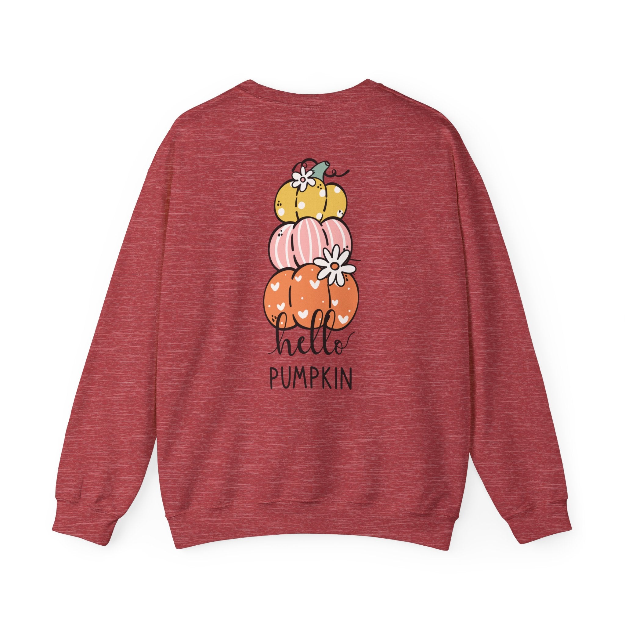 Hello Pumpkin Crewneck Sweatshirt — Cute Stacked Pumpkins Fall Sweater