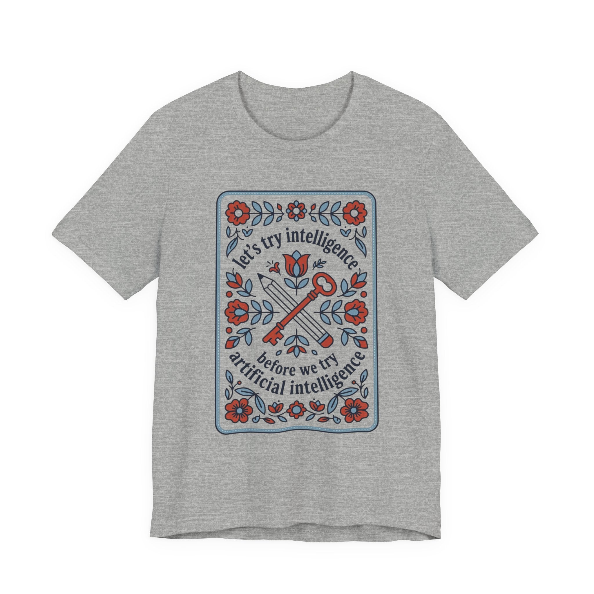 Floral try intelligence Unisex Jersey Short Sleeve Tee