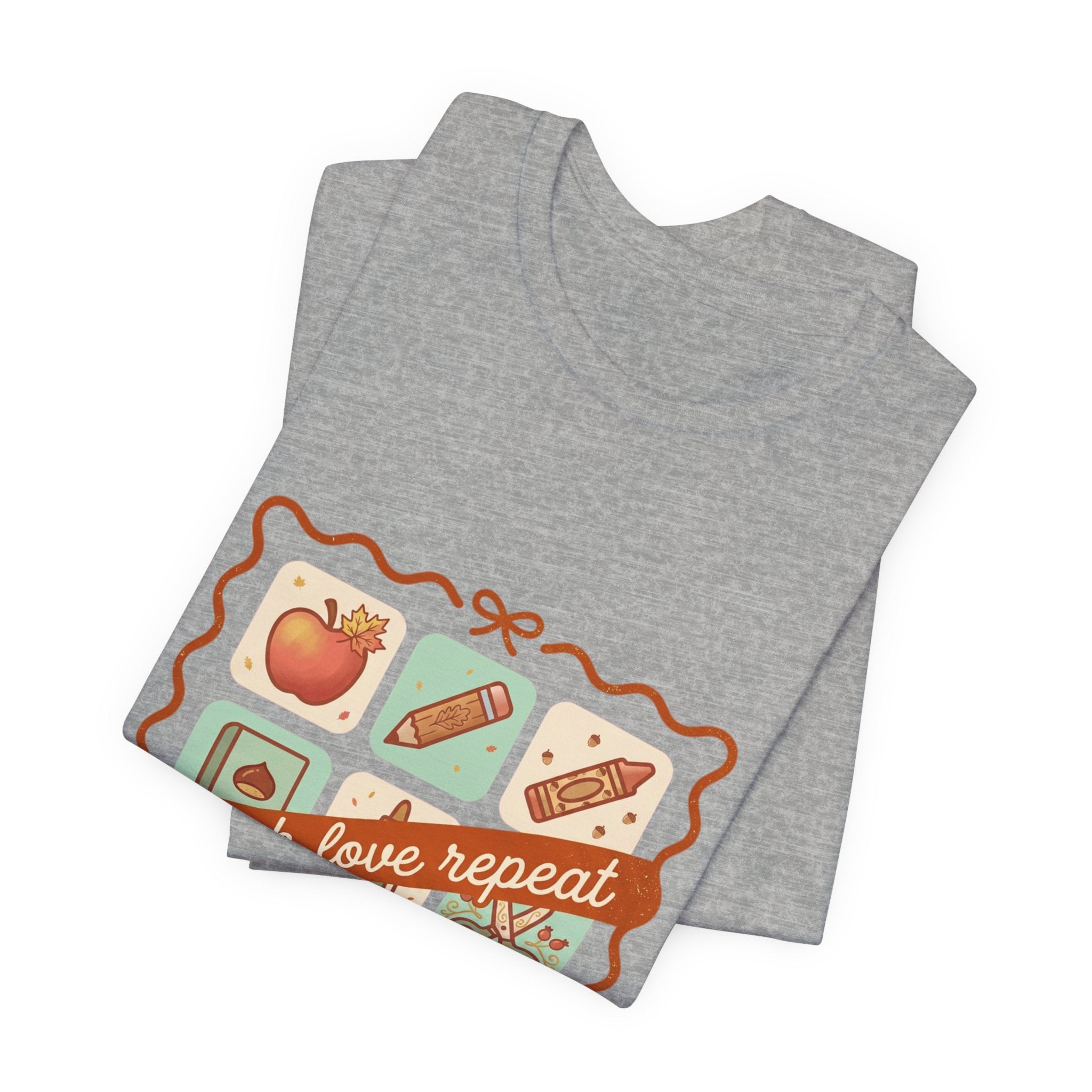 teach love repeat T-Shirt | Back to School teacher tee, classroom icons
