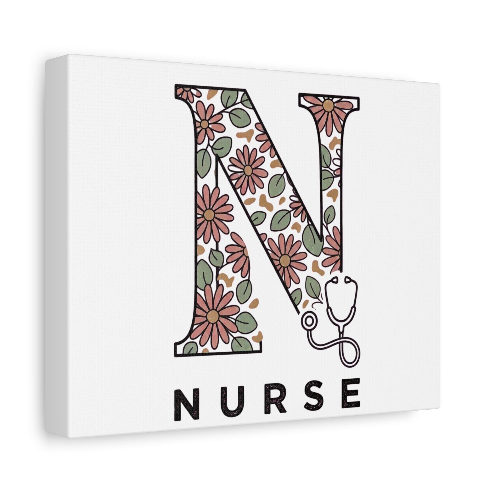 Floral 'N' Nurse Stretched Canvas Wall Art — Decorative Nurse Gift