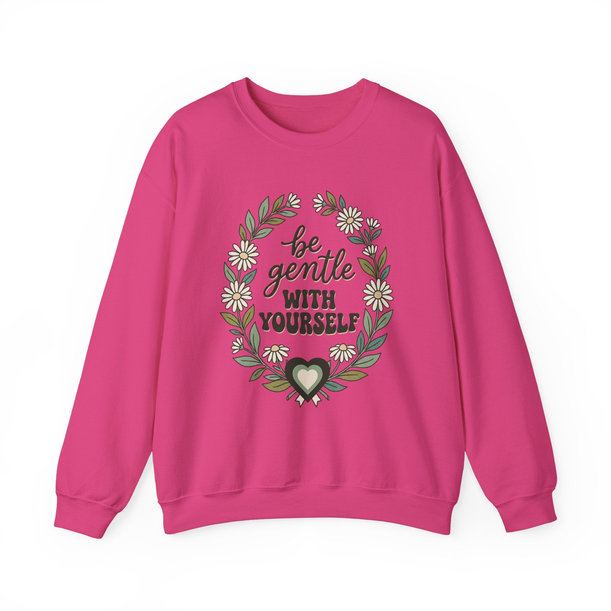 Be Gentle With Yourself Sweatshirt | Mental Health Awareness, Green Ribbon