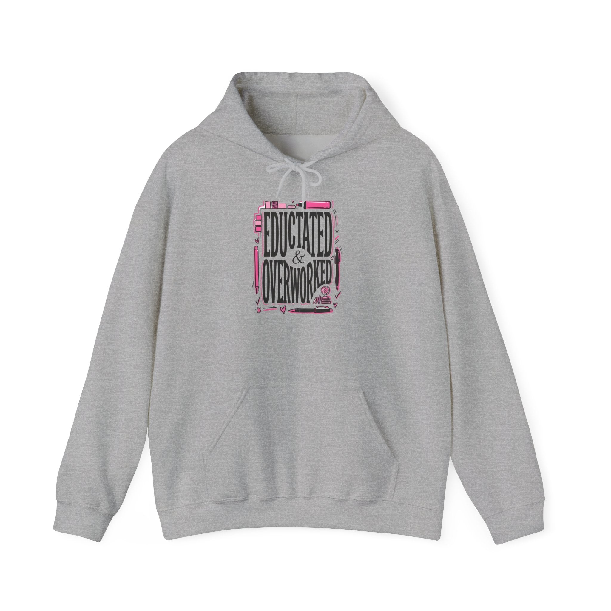 Hoodie — "Educated & Overworked" Cozy Graphic Pullover