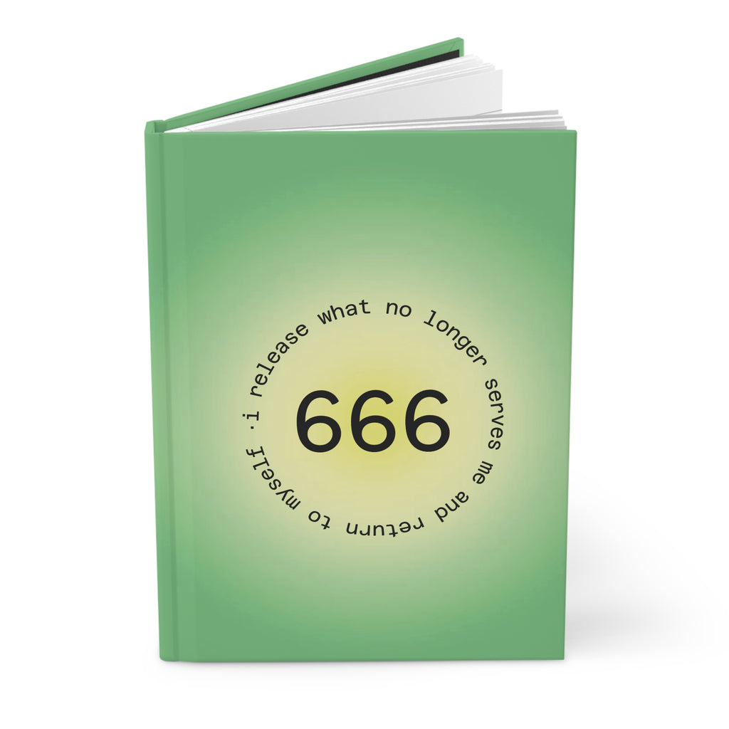 Hardcover Journal — '666: I Release What No Longer Serves Me' Spiritual Gratitude Notebook