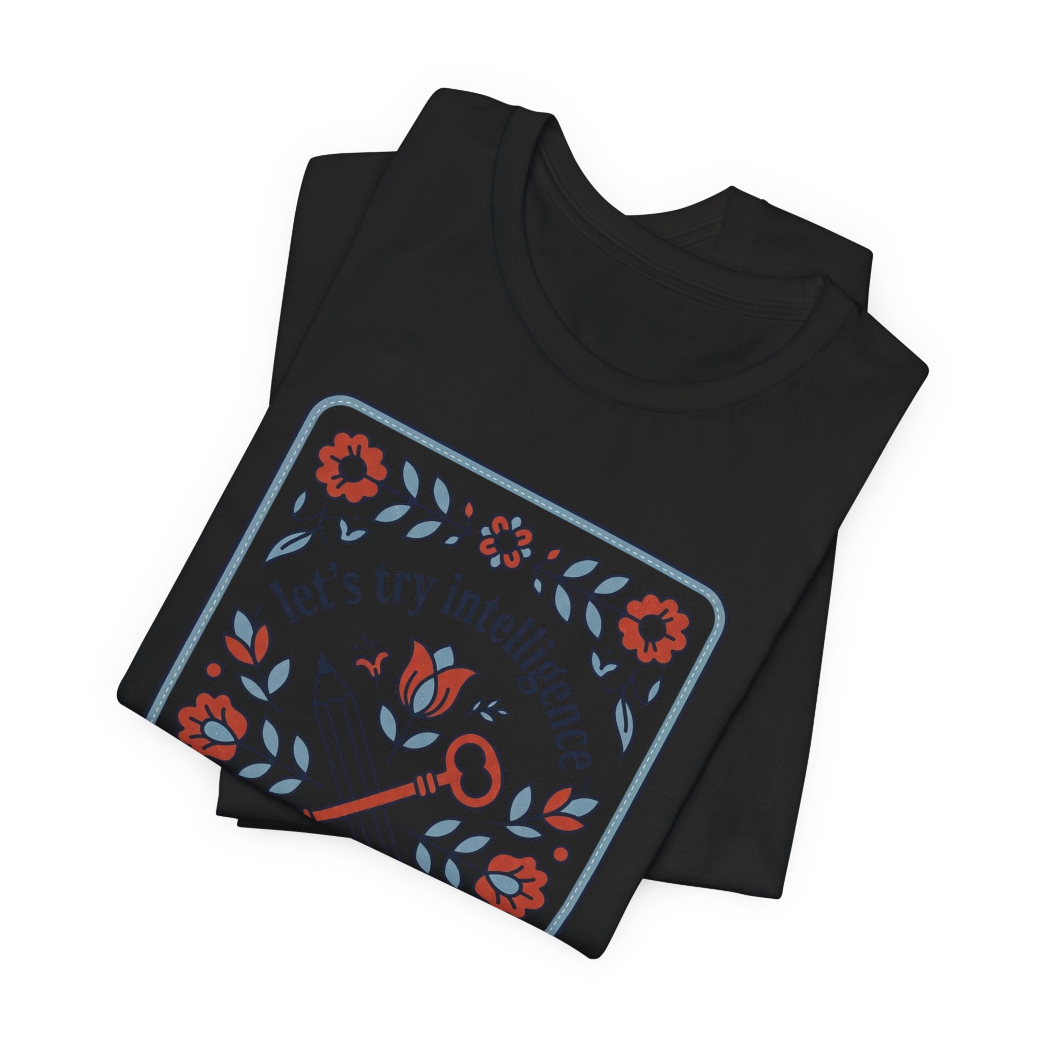 Floral try intelligence Unisex Jersey Short Sleeve Tee