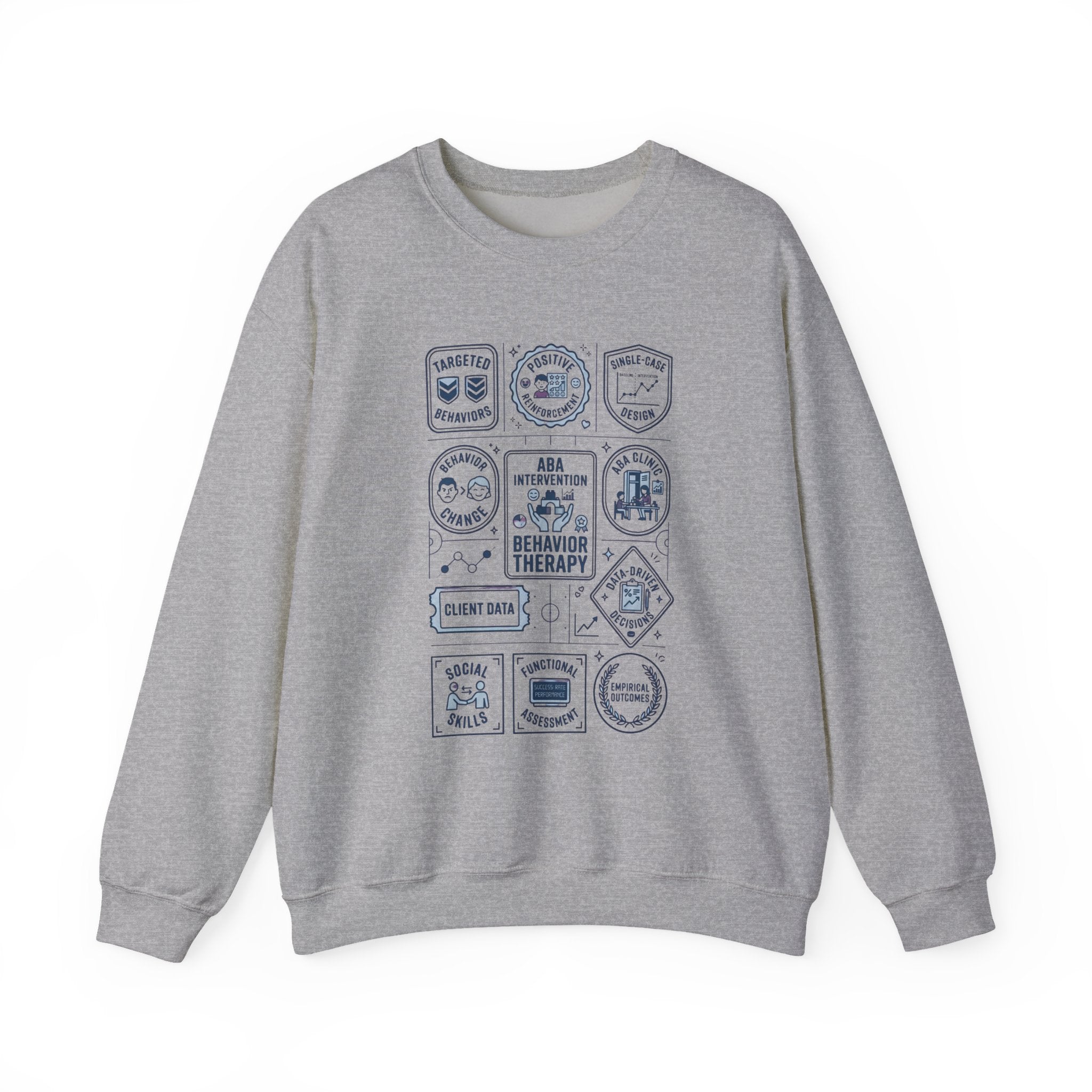 Behavior Therapy Crewneck Sweatshirt — ABA Therapy Badges Design