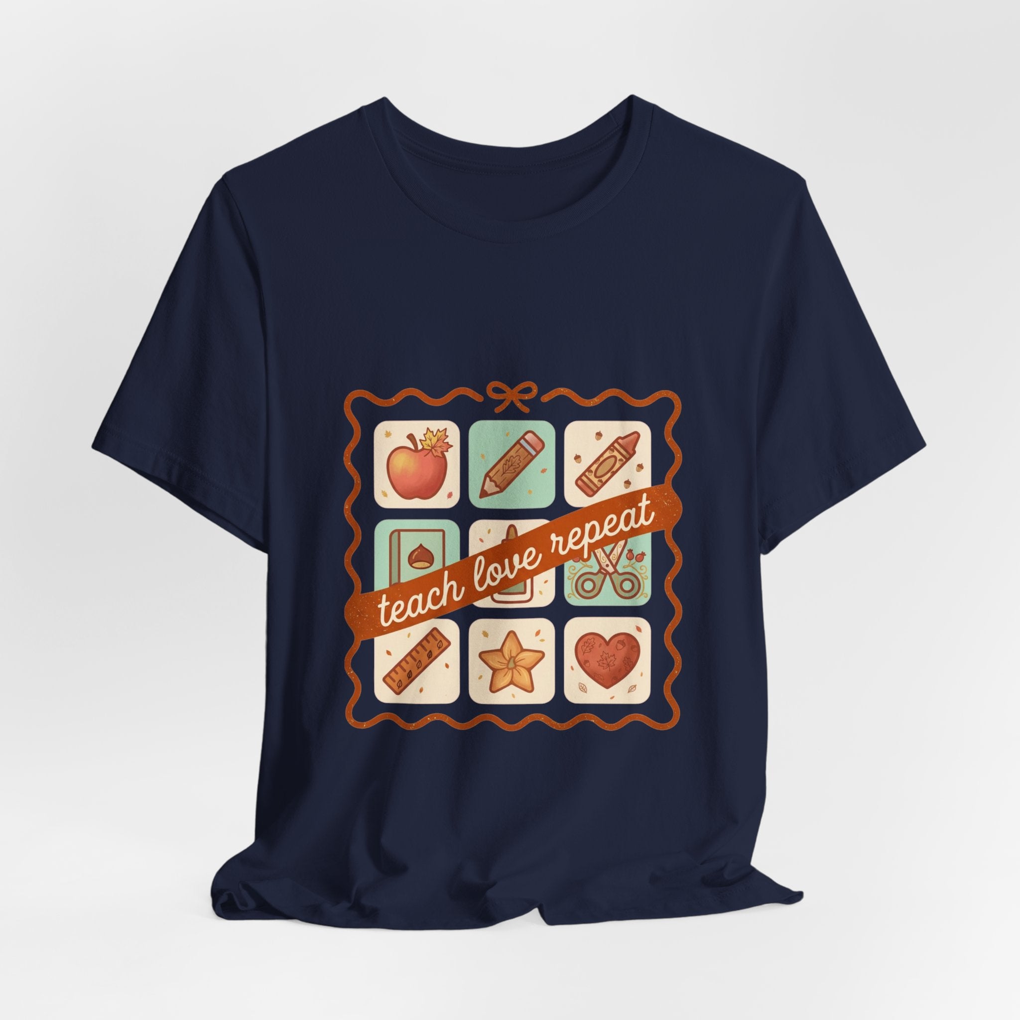 teach love repeat T-Shirt | Back to School teacher tee, classroom icons