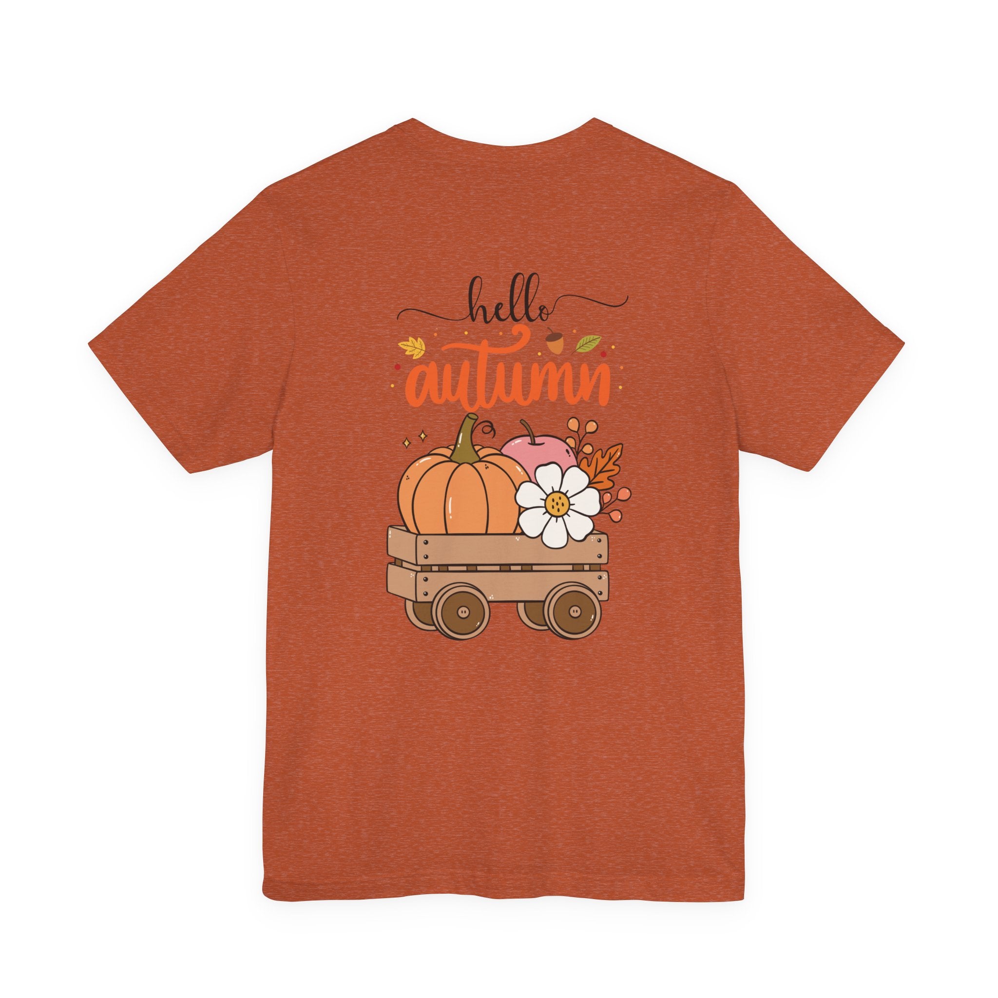 Hello Autumn Tee - Pumpkin Wagon Fall T-Shirt with Bow Accent