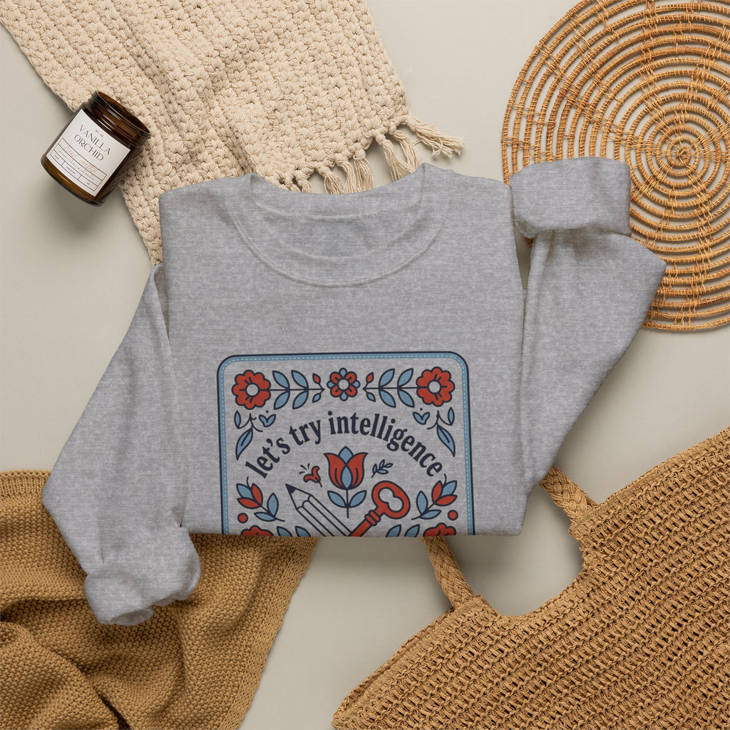 Floral try intelligence Unisex Heavy Blend™ Crewneck Sweatshirt