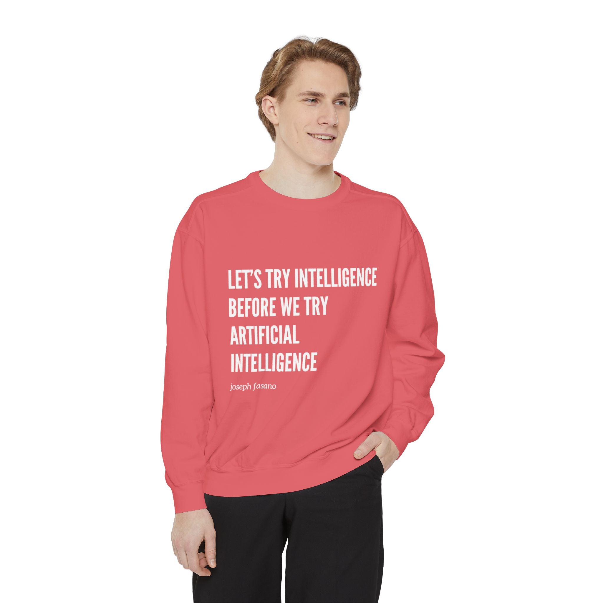 "try intelligence" crew neck sweatshirt