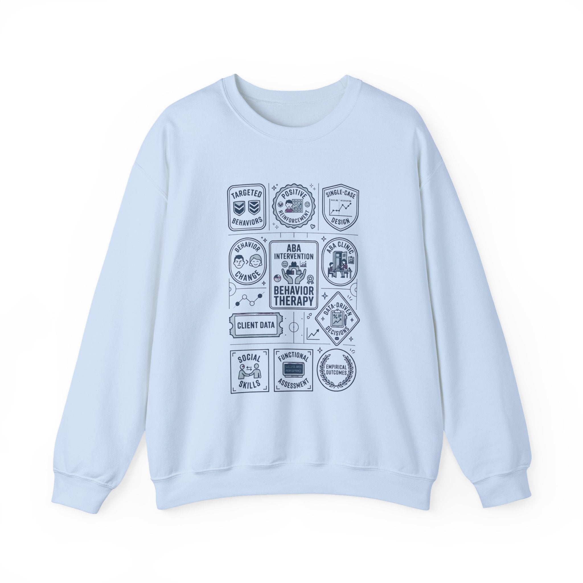 Behavior Therapy Crewneck Sweatshirt — ABA Therapy Badges Design