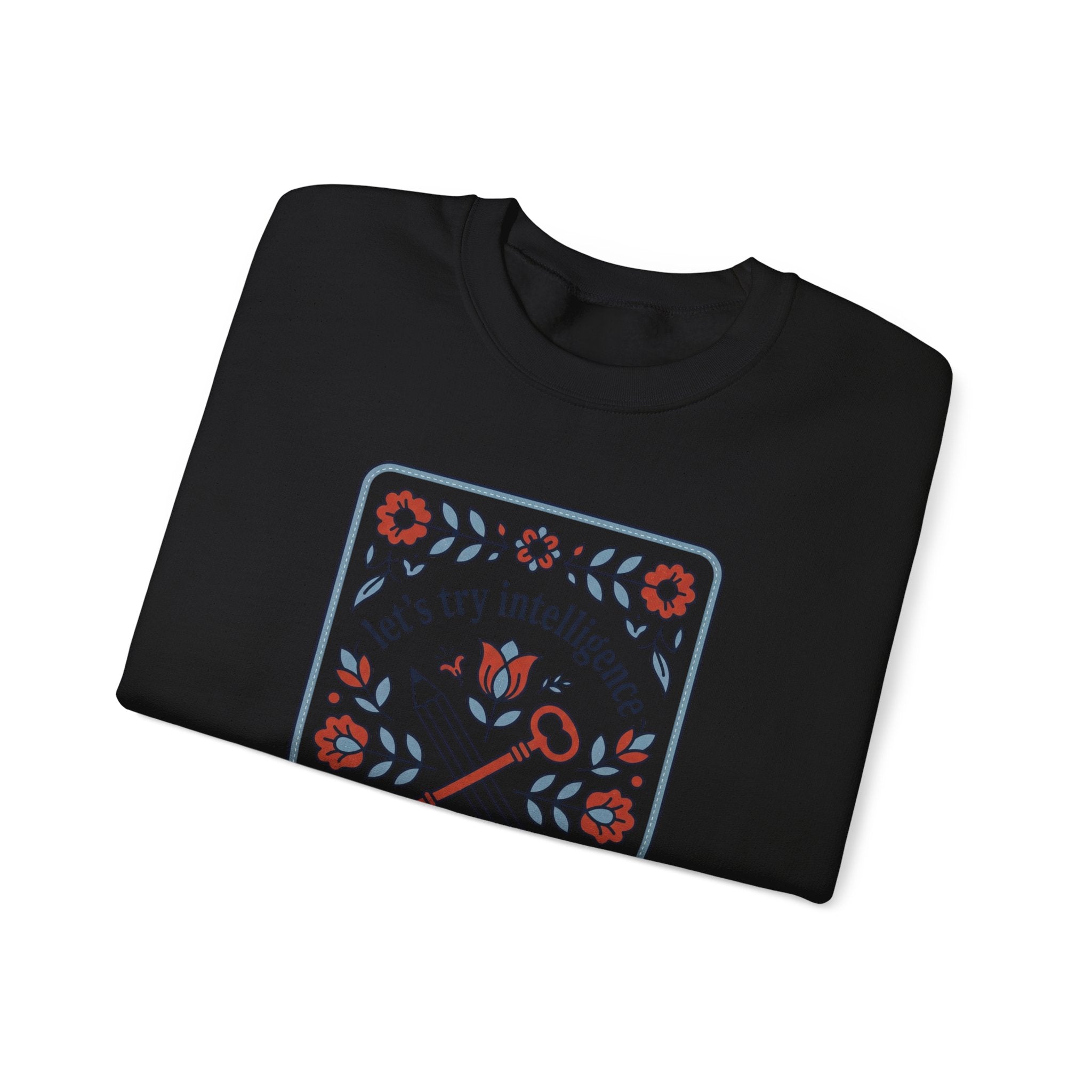Floral try intelligence Unisex Heavy Blend™ Crewneck Sweatshirt