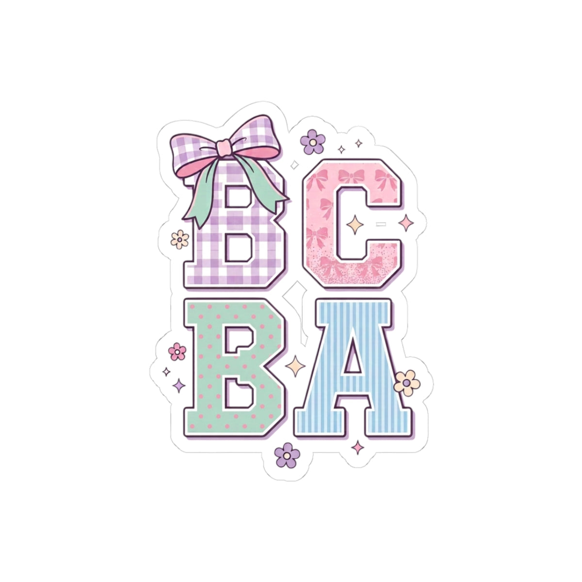 "BCBA" Pastel Letters Sticker | Cute Pastel BCBA Sticker Gift for Behavior Analysts