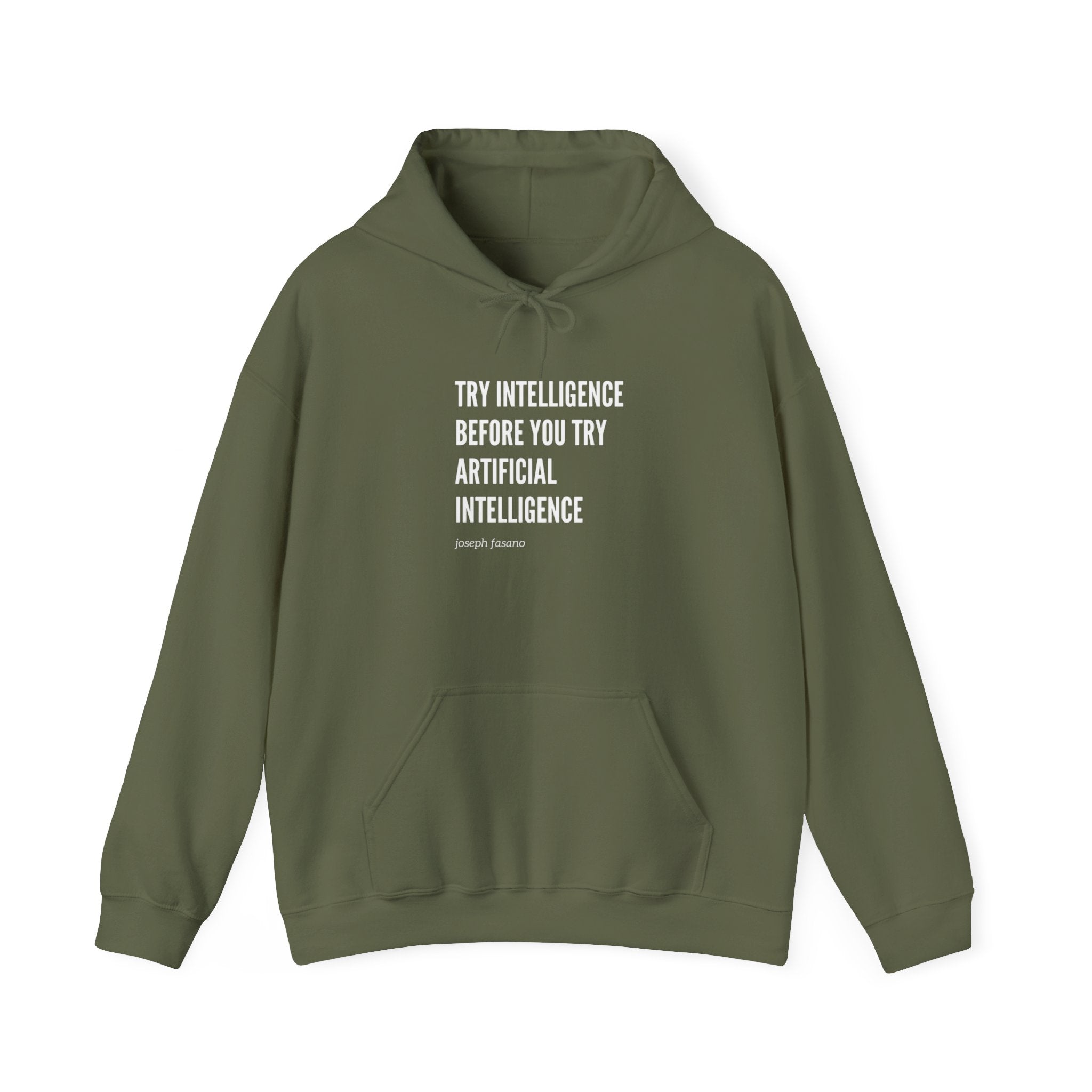 "try intelligence" hoodie