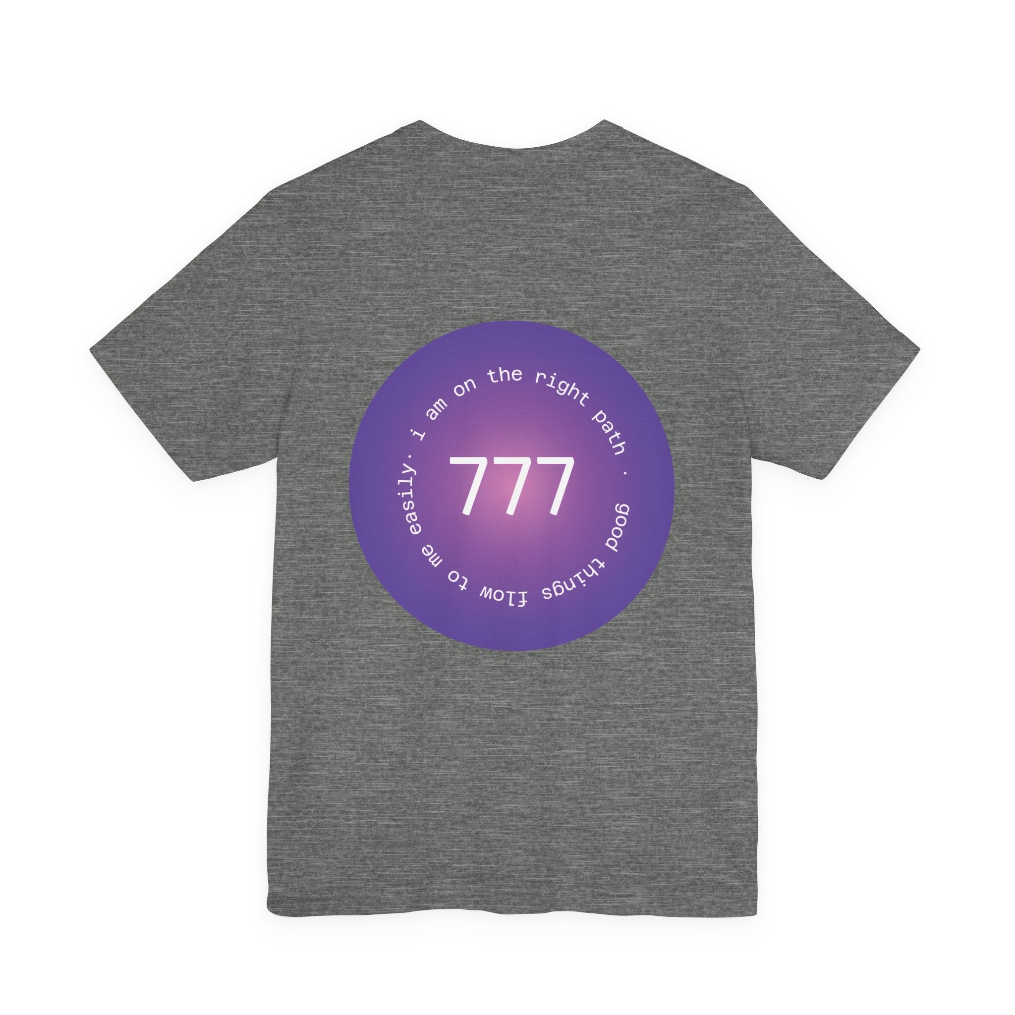 Spiritual 777 Numerology Tee – "Manifest Miracles" Purple Circle Graphic T-Shirt