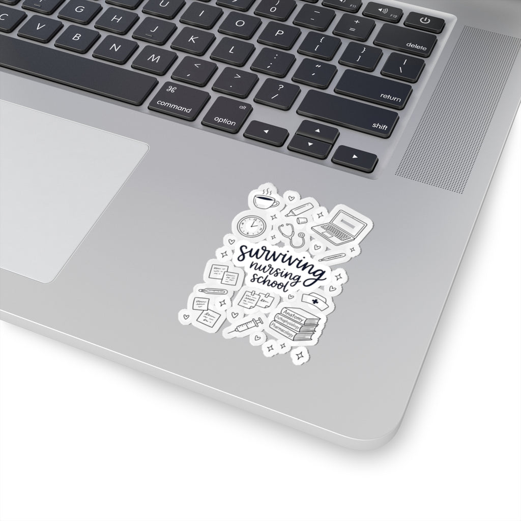 Surviving Nursing School Kiss-Cut Sticker Sheet — Nursing Student Laptop Decal