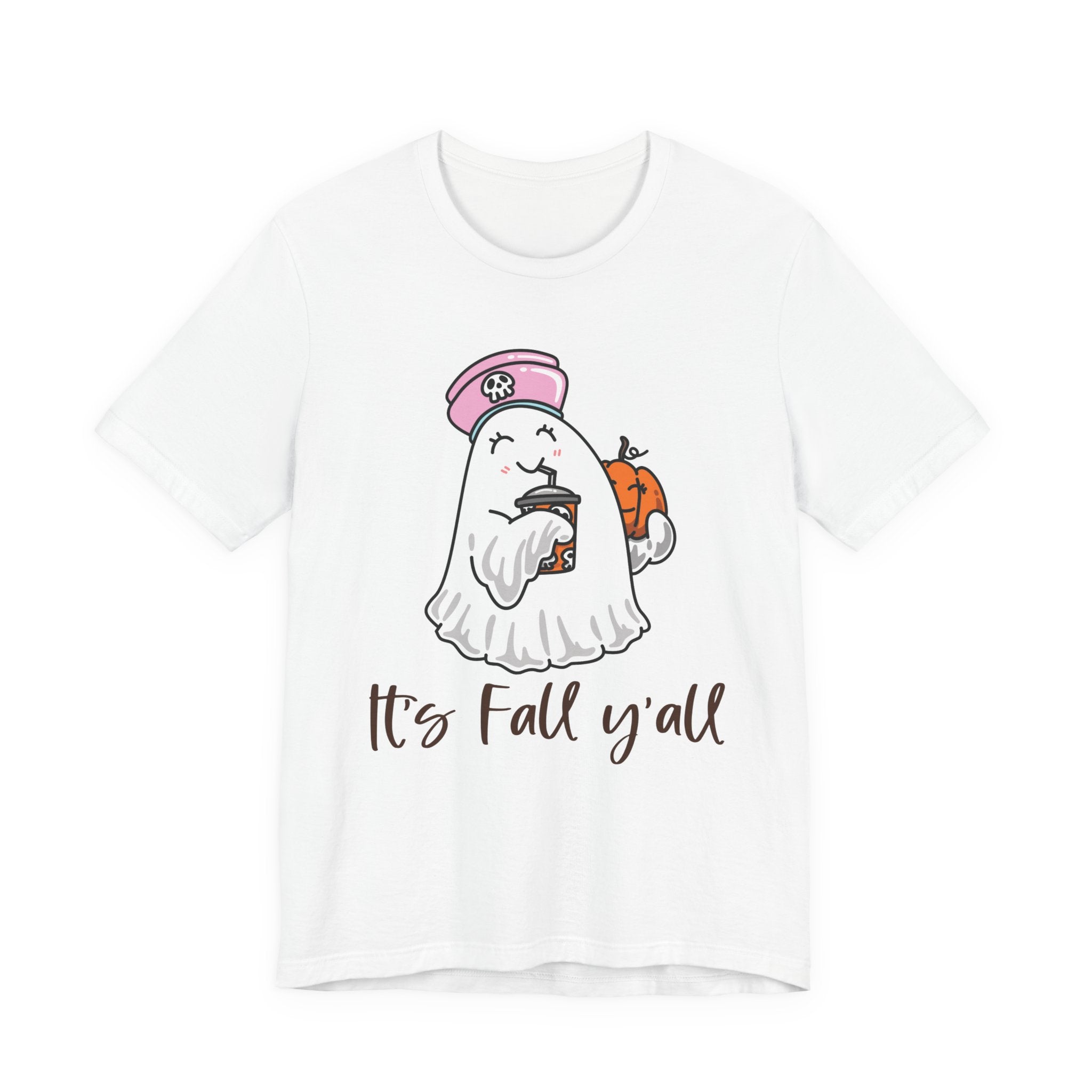Fall Ghost Tee – "It's Fall y'all" Pumpkin Coffee Shirt