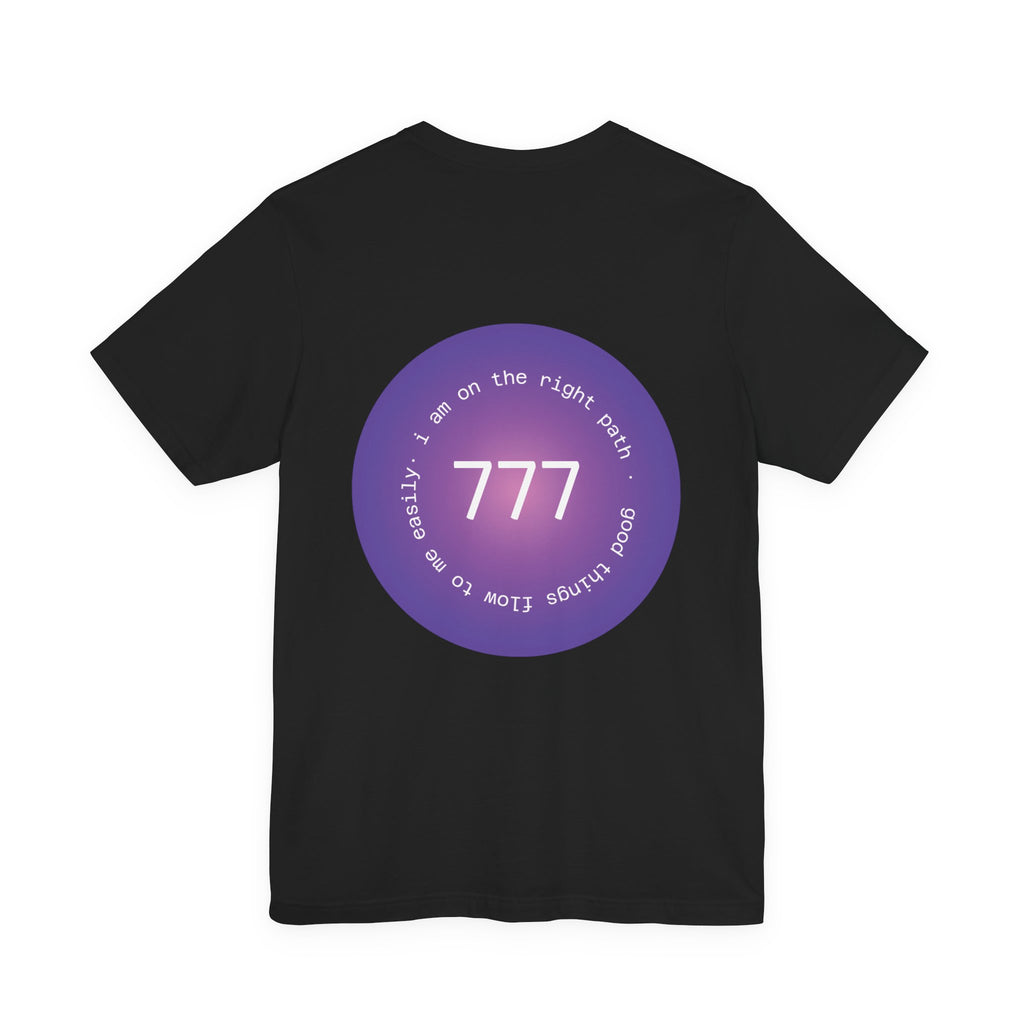Spiritual 777 Numerology Tee – "Manifest Miracles" Purple Circle Graphic T-Shirt