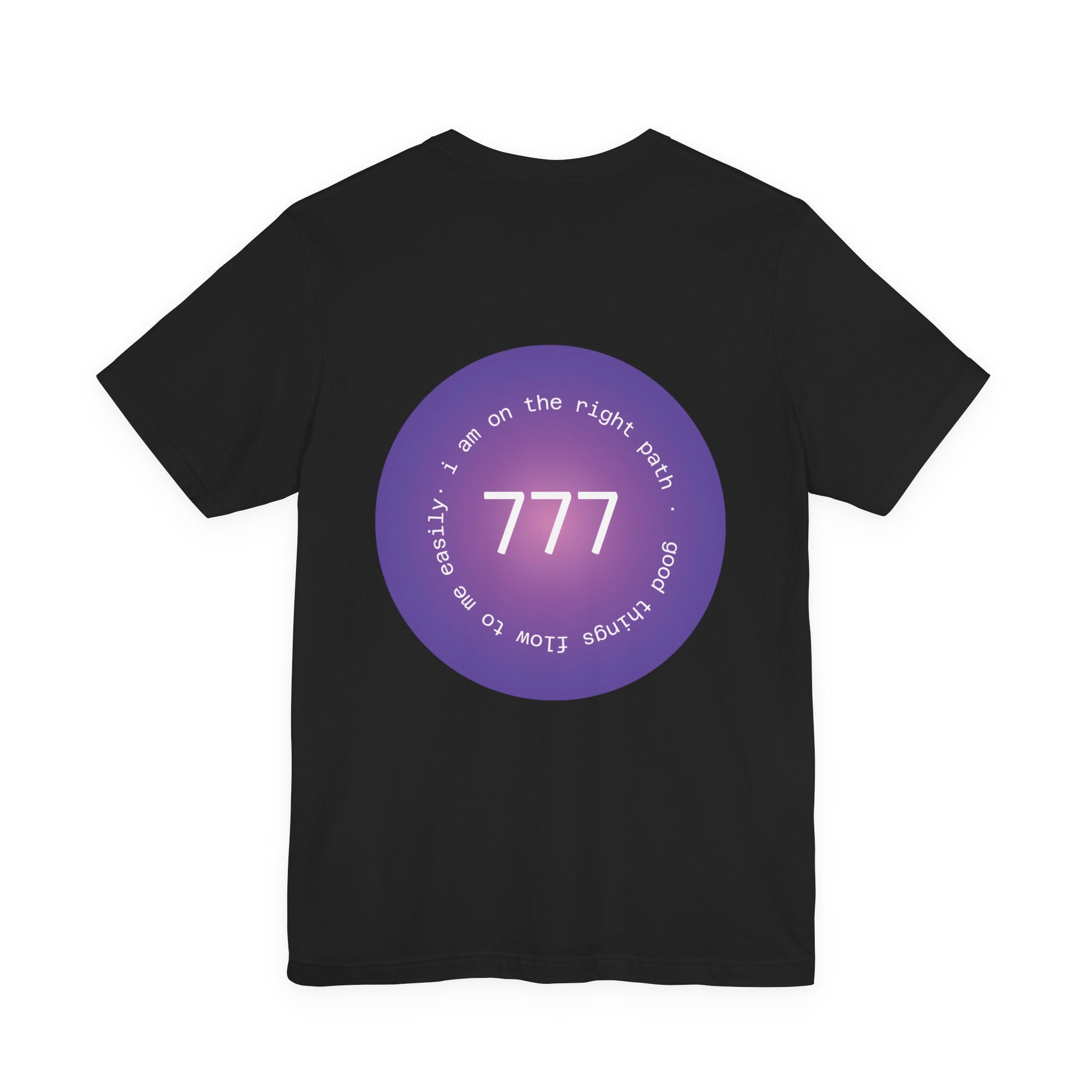 Spiritual 777 Numerology Tee – "Manifest Miracles" Purple Circle Graphic T-Shirt