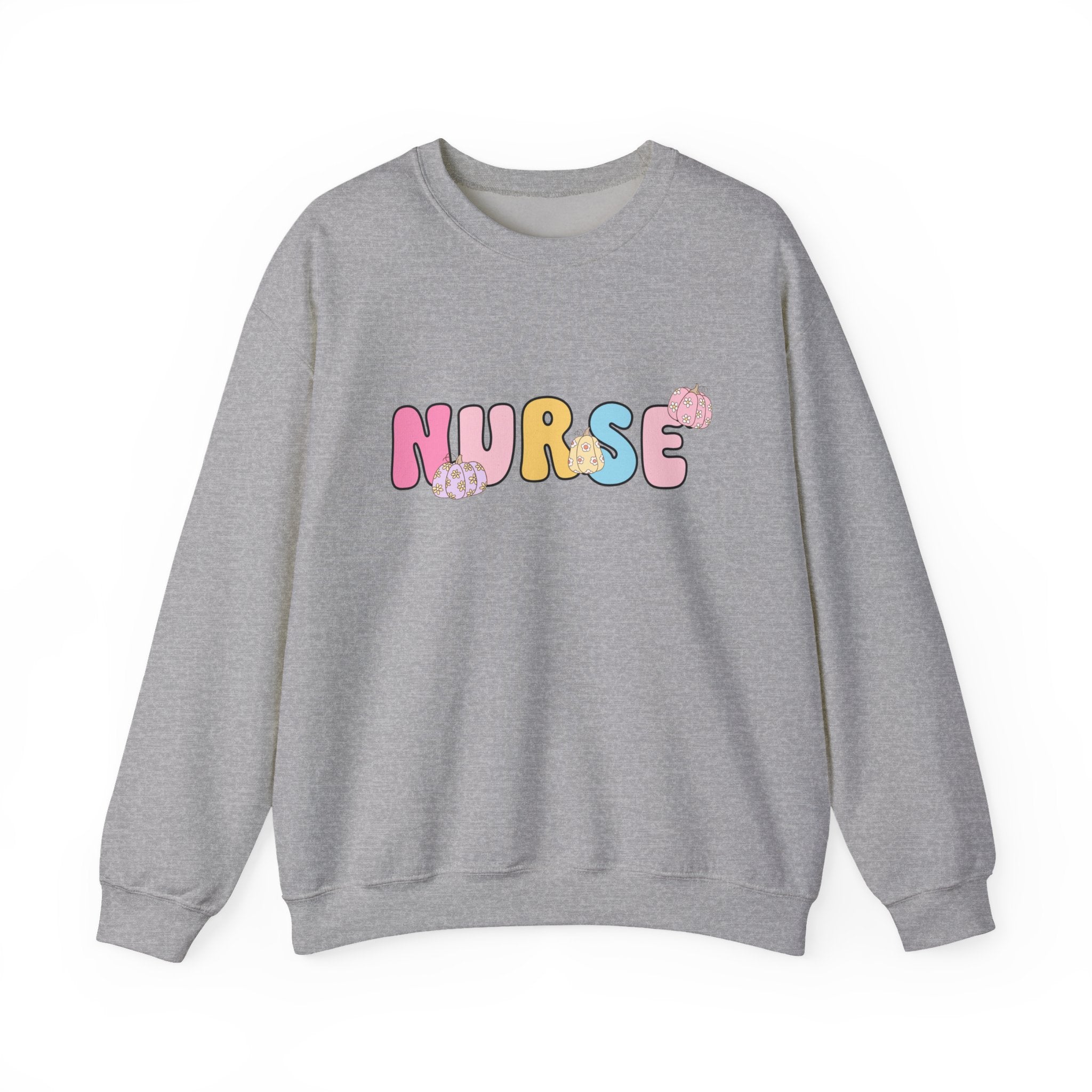 Nurse Bubble Letter Crewneck Sweatshirt — Cute Pastel Nursing Pride Pullover