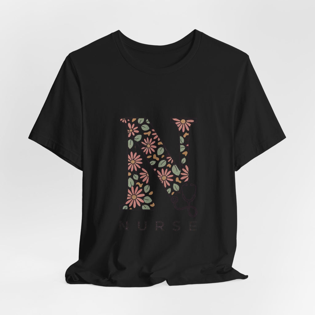Floral N Nurse Tee | Retro Vacation Vibe, Floral Lettering Nurse T-Shirt