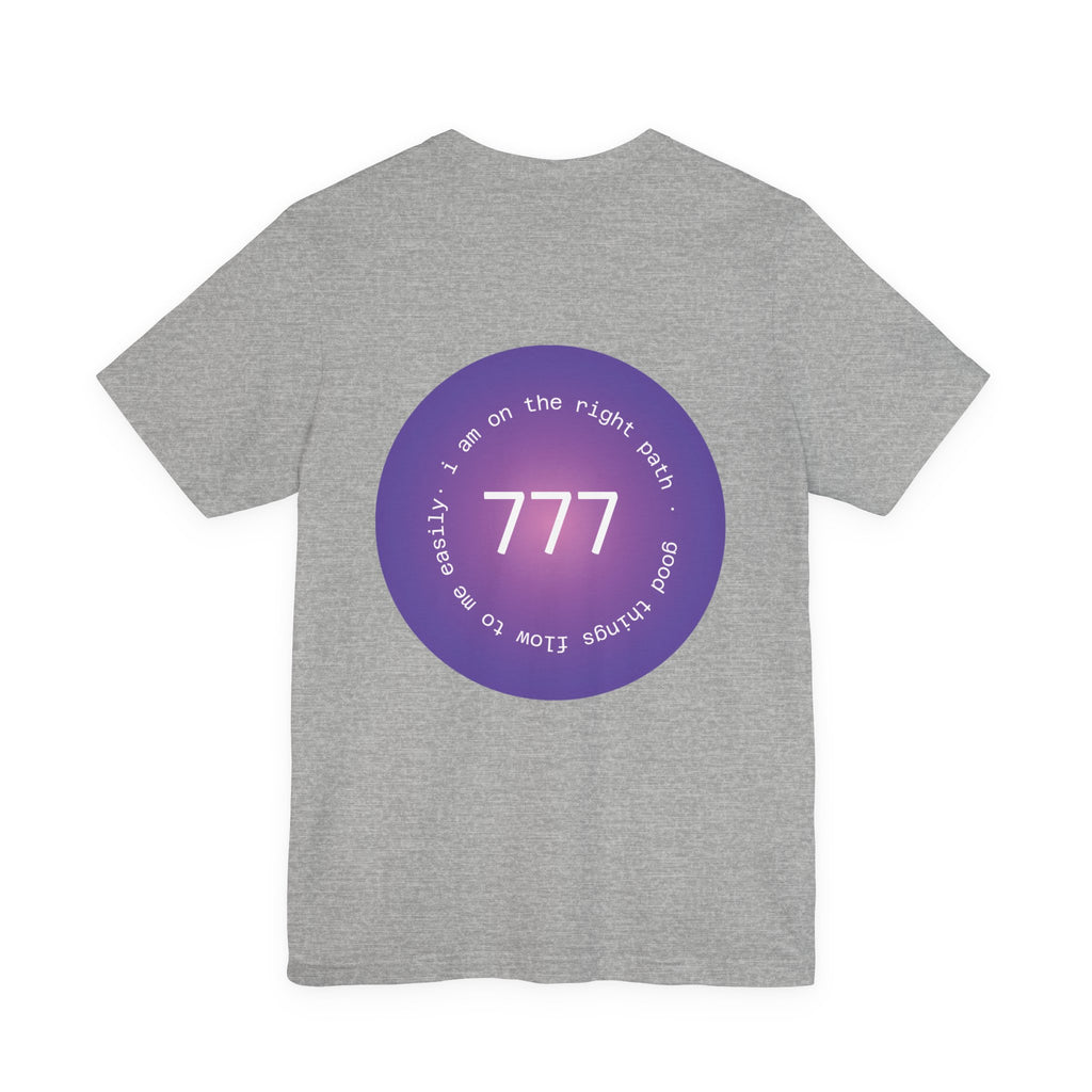 Spiritual 777 Numerology Tee – "Manifest Miracles" Purple Circle Graphic T-Shirt