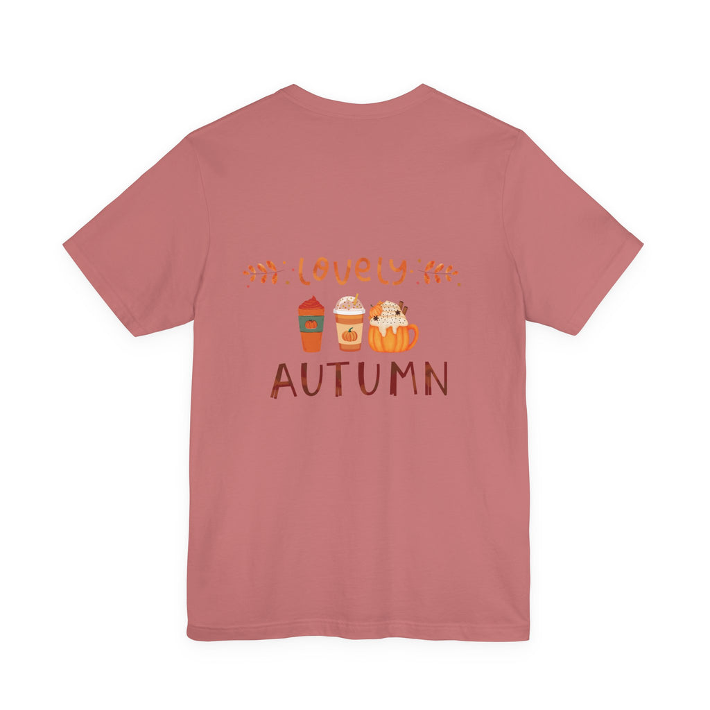 Lovely Autumn T-Shirt – Pumpkin & Cozy Fall Drinks Graphic Tee