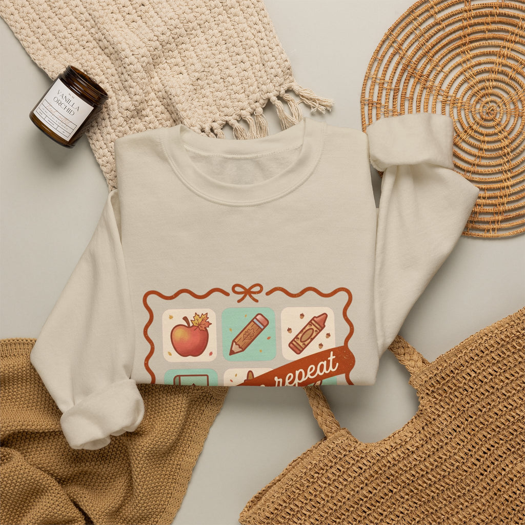 teach, love, repeat Sweatshirt | Back to School Teacher Crewneck