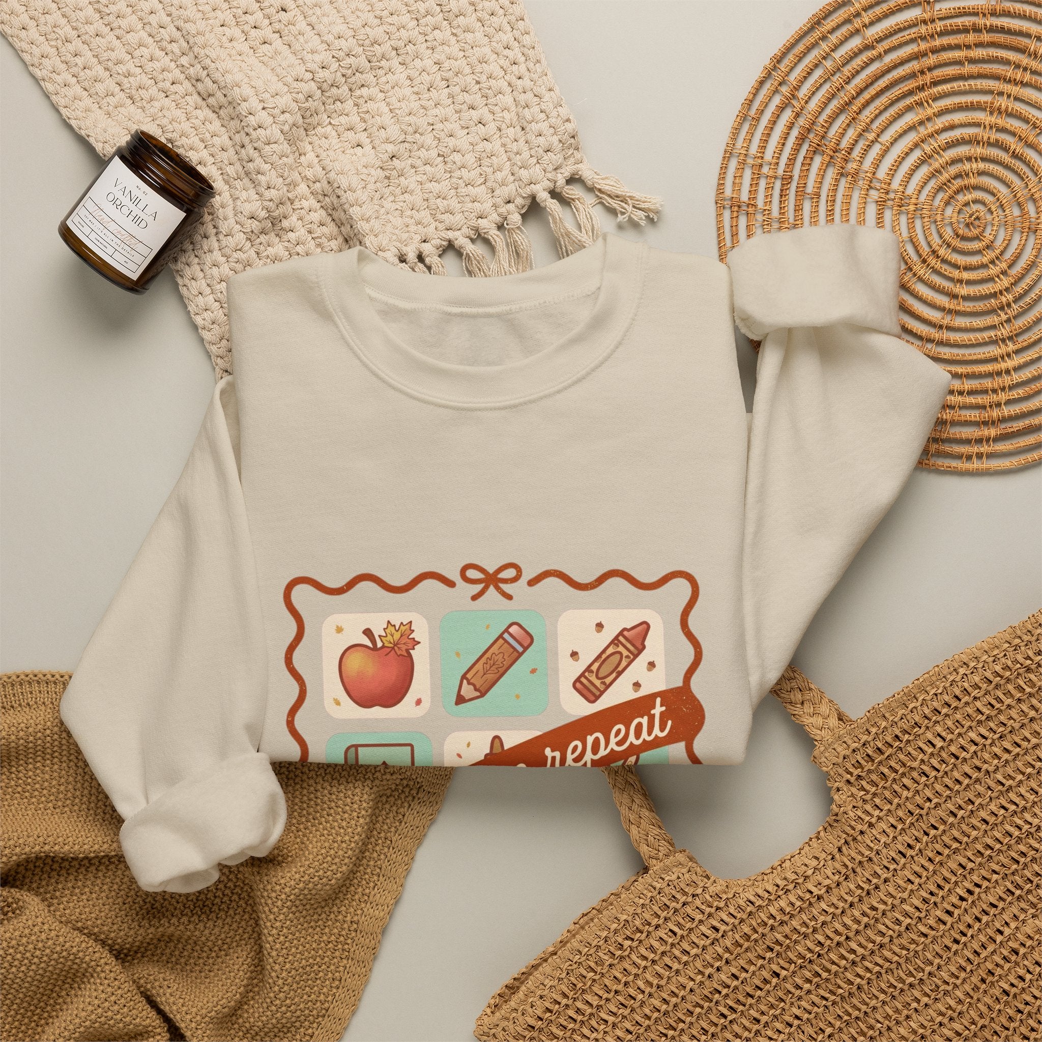 teach, love, repeat Sweatshirt | Back to School Teacher Crewneck