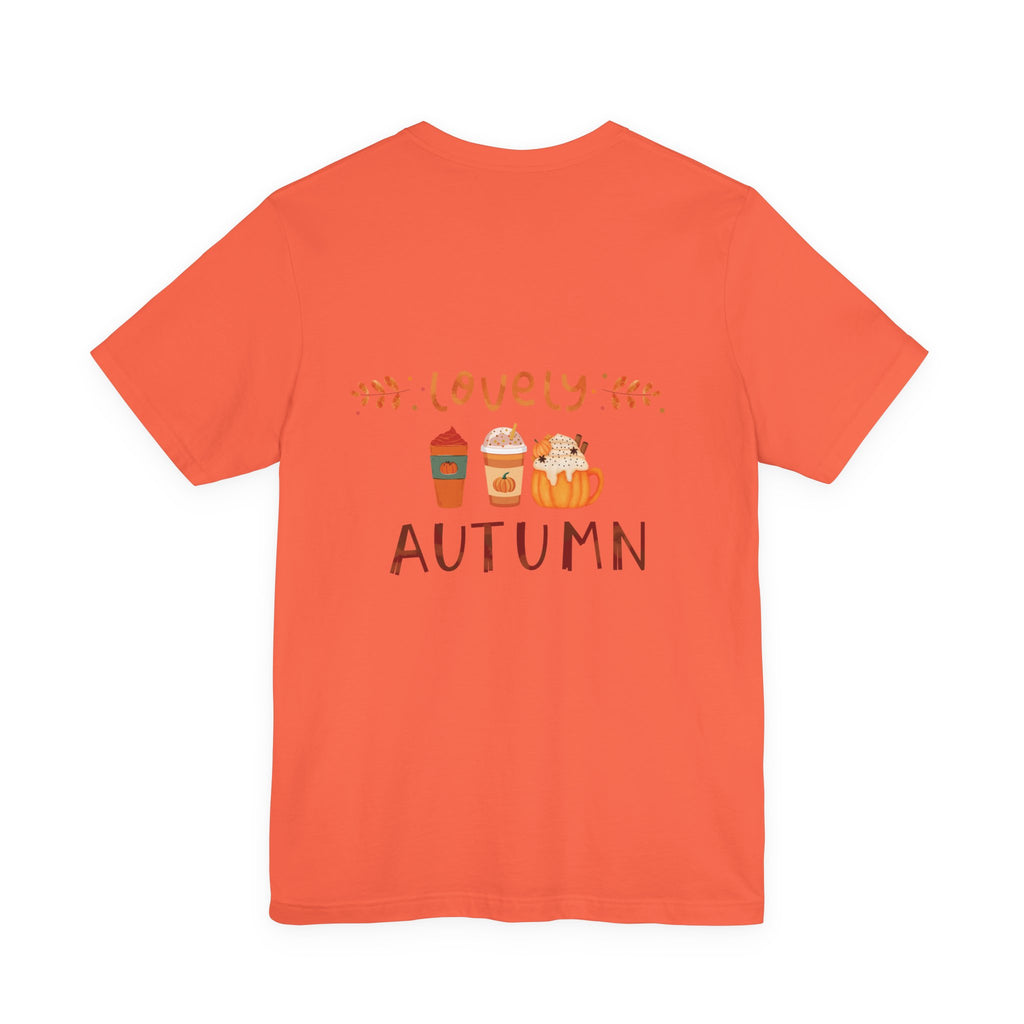 Lovely Autumn T-Shirt – Pumpkin & Cozy Fall Drinks Graphic Tee