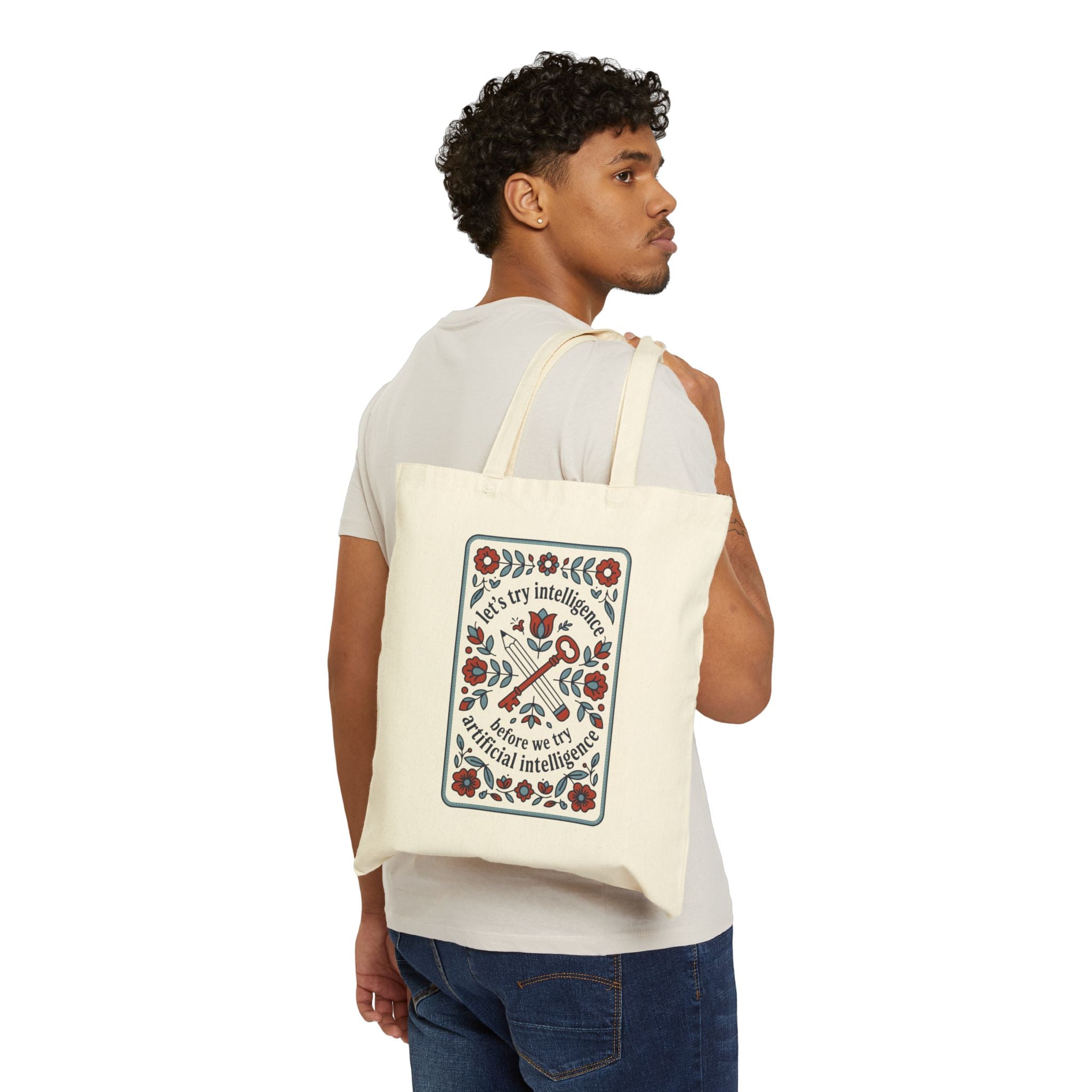 Floral try intelligence Cotton Canvas Tote Bag