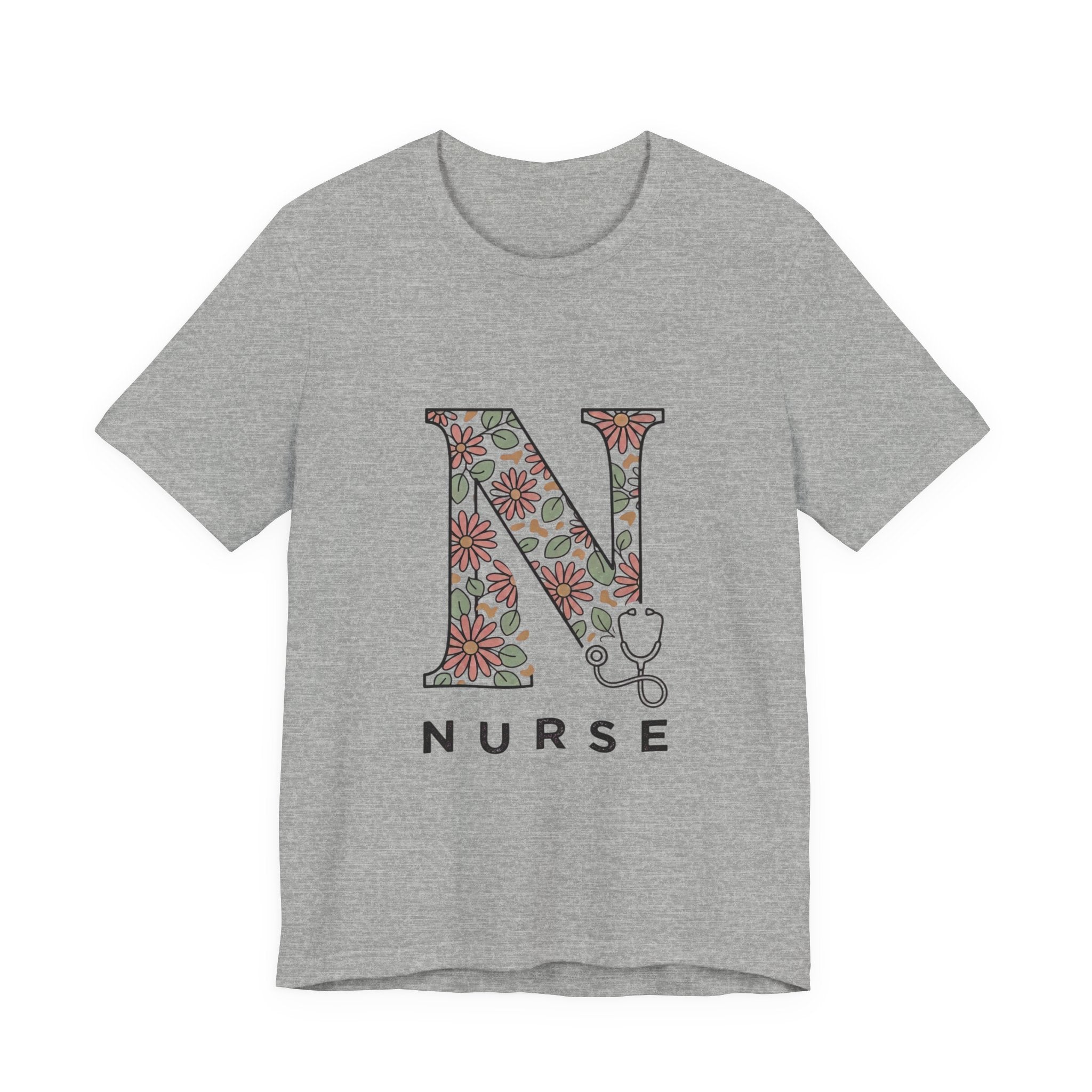 Floral N Nurse Tee | Retro Vacation Vibe, Floral Lettering Nurse T-Shirt