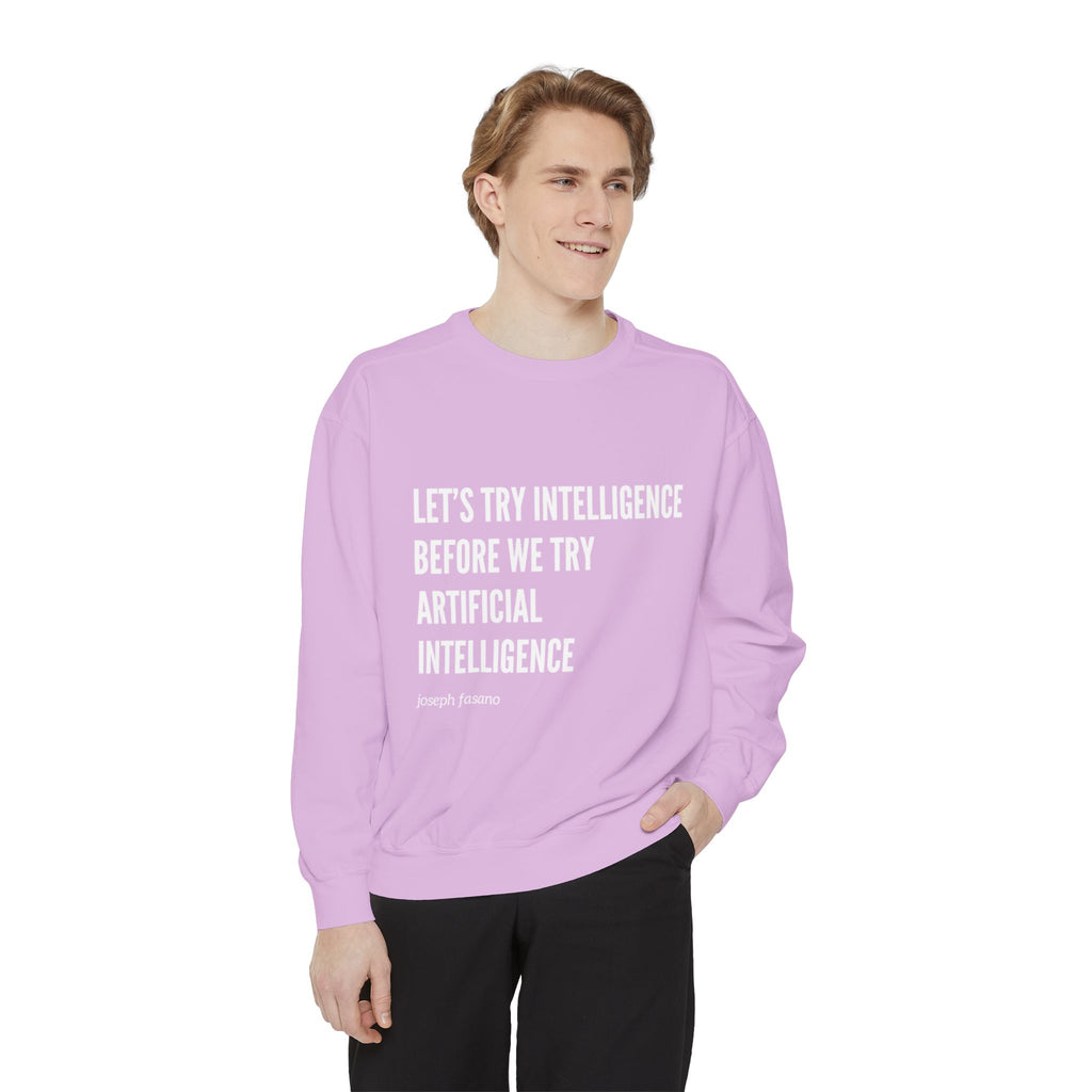 "try intelligence" crew neck sweatshirt