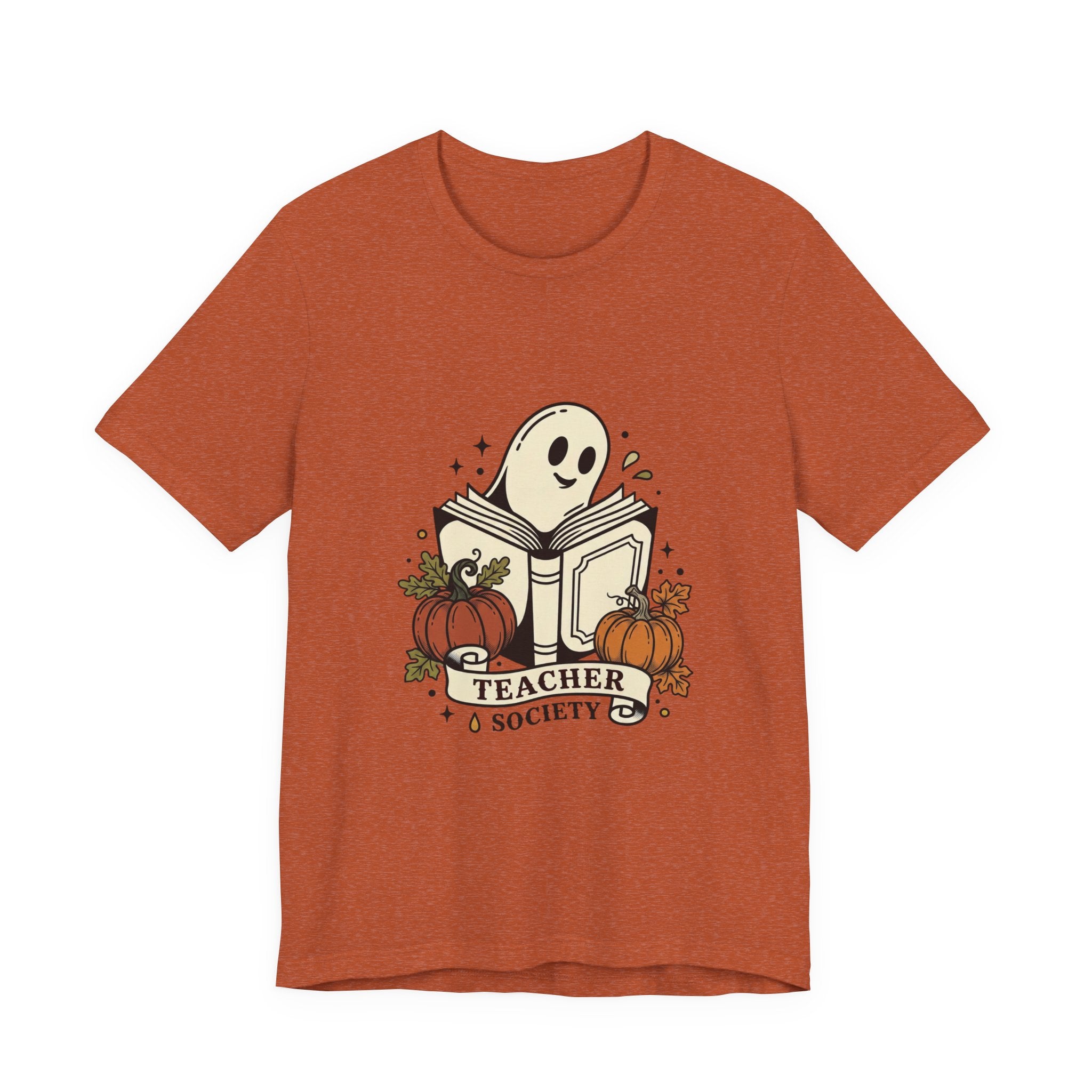 Teacher Society Pumpkin Ghost Tee | Traditional Tattoo Flash, Floral Banner