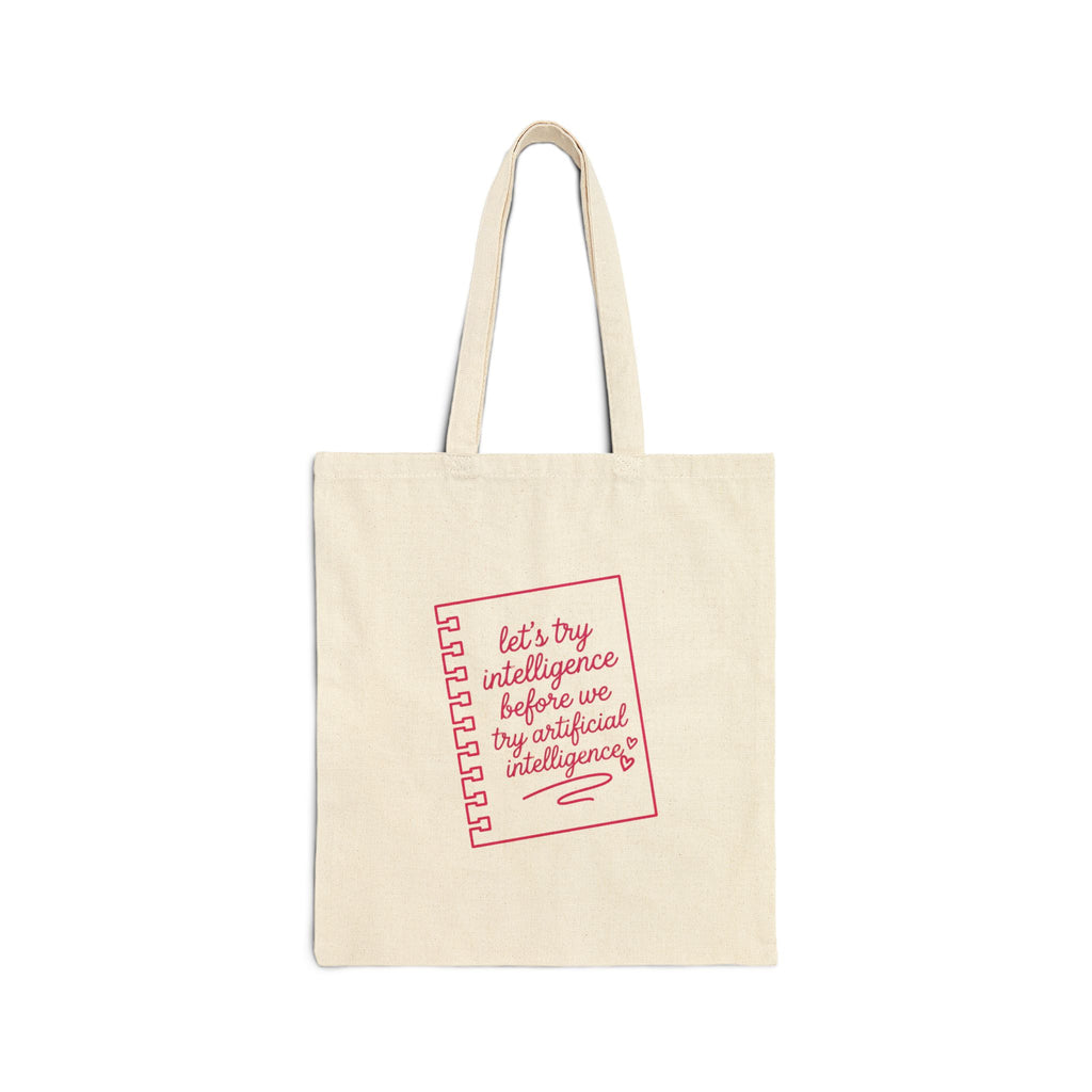 Notebook try intelligence Cotton Canvas Tote Bag