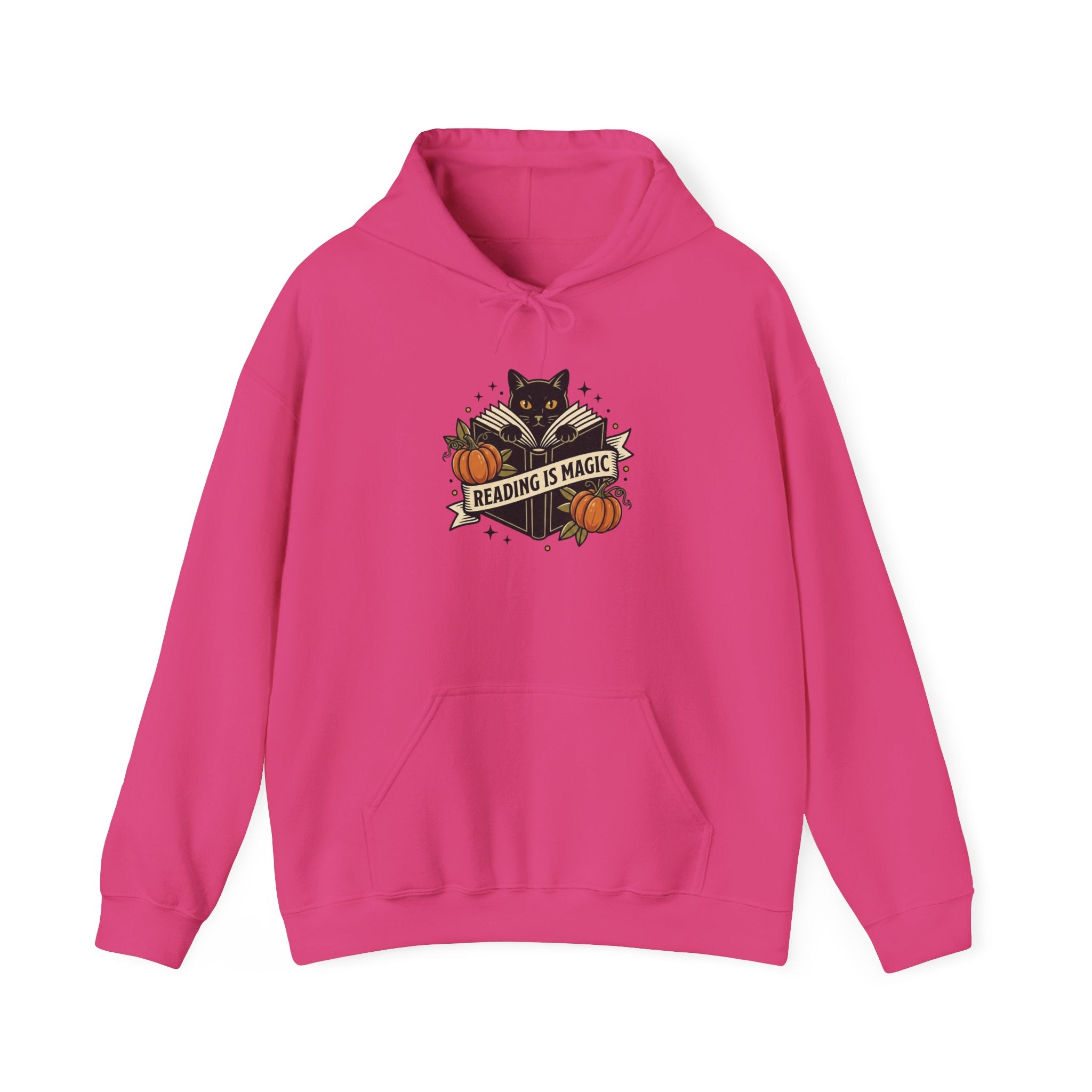 Black Cat with Pumpkins Hoodie | Traditional Tattoo-Inspired, Flash-Style
