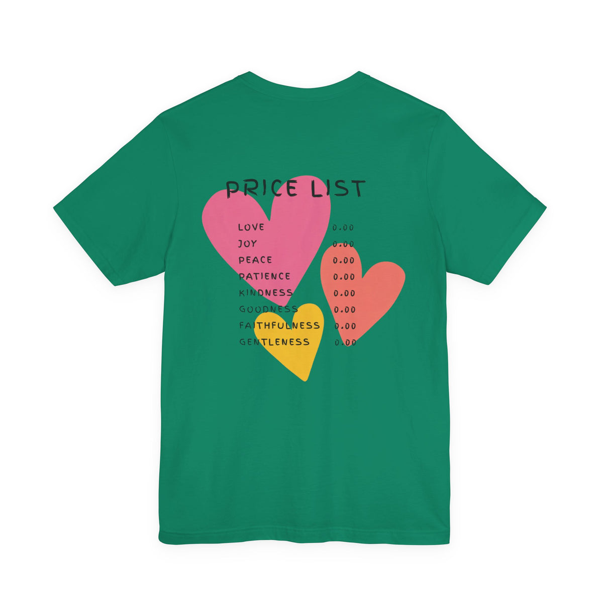 Price List Hearts T-Shirt — Inspirational Love & Kindness Tee