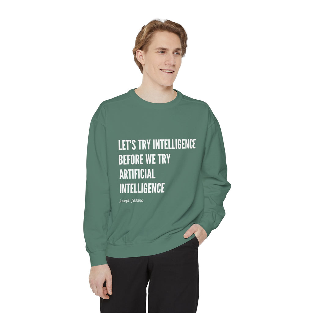 "try intelligence" crew neck sweatshirt