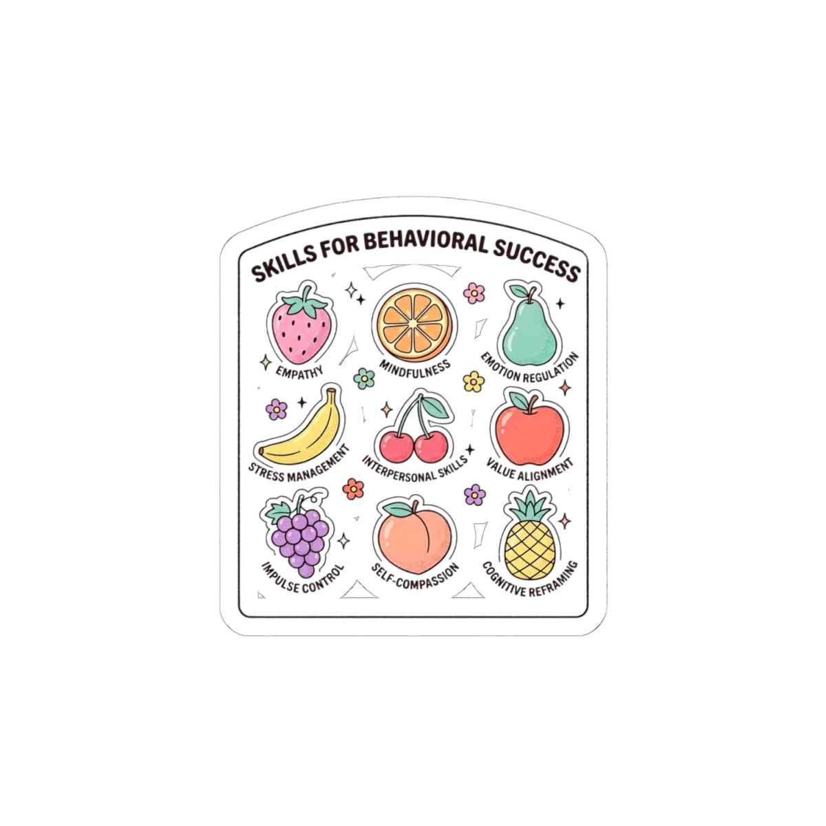 "Behavior Skills for Success" Sticker | Fruit-Themed ABA Sticker for RBTs, BCBAs, Teachers & Daycare Providers