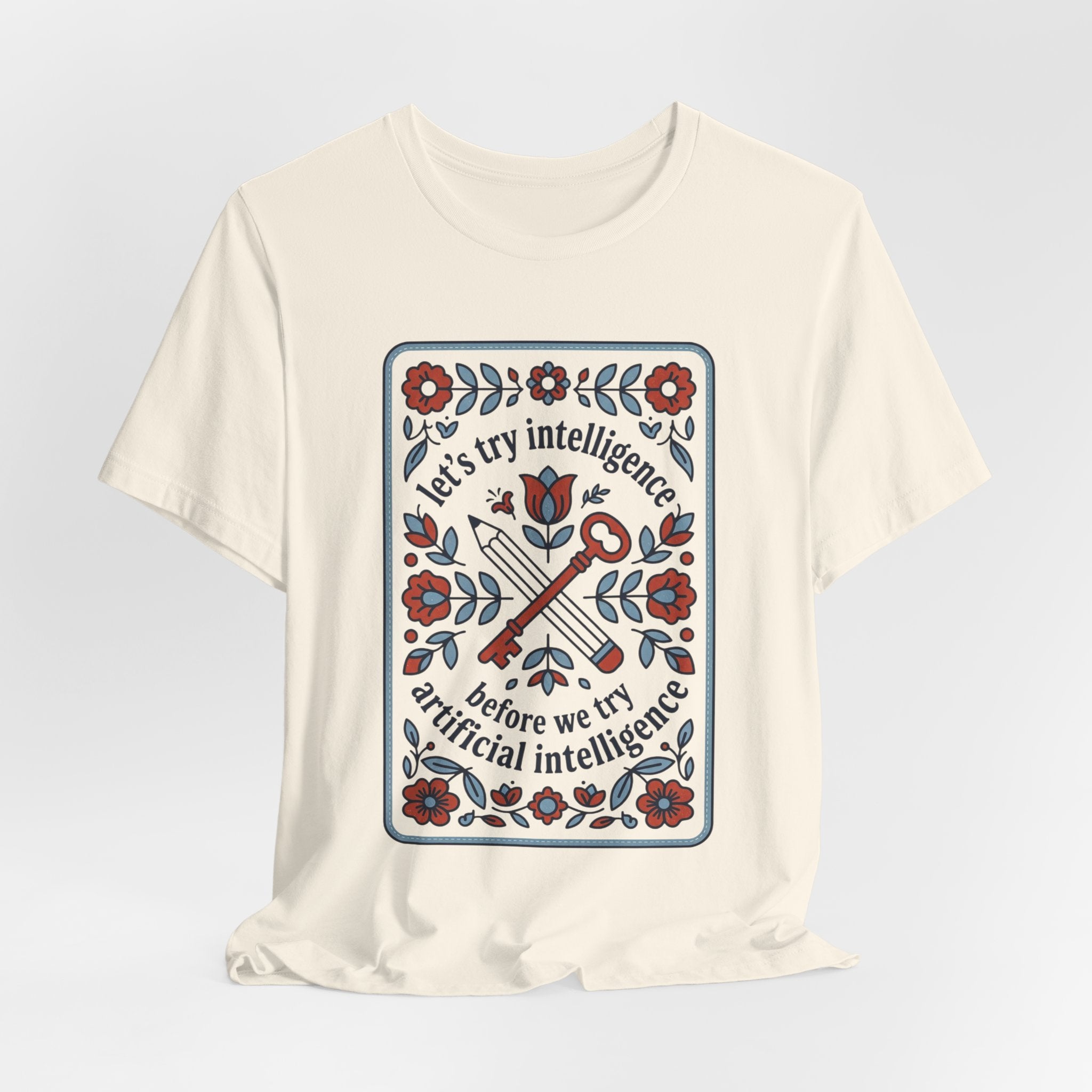 Floral try intelligence Unisex Jersey Short Sleeve Tee
